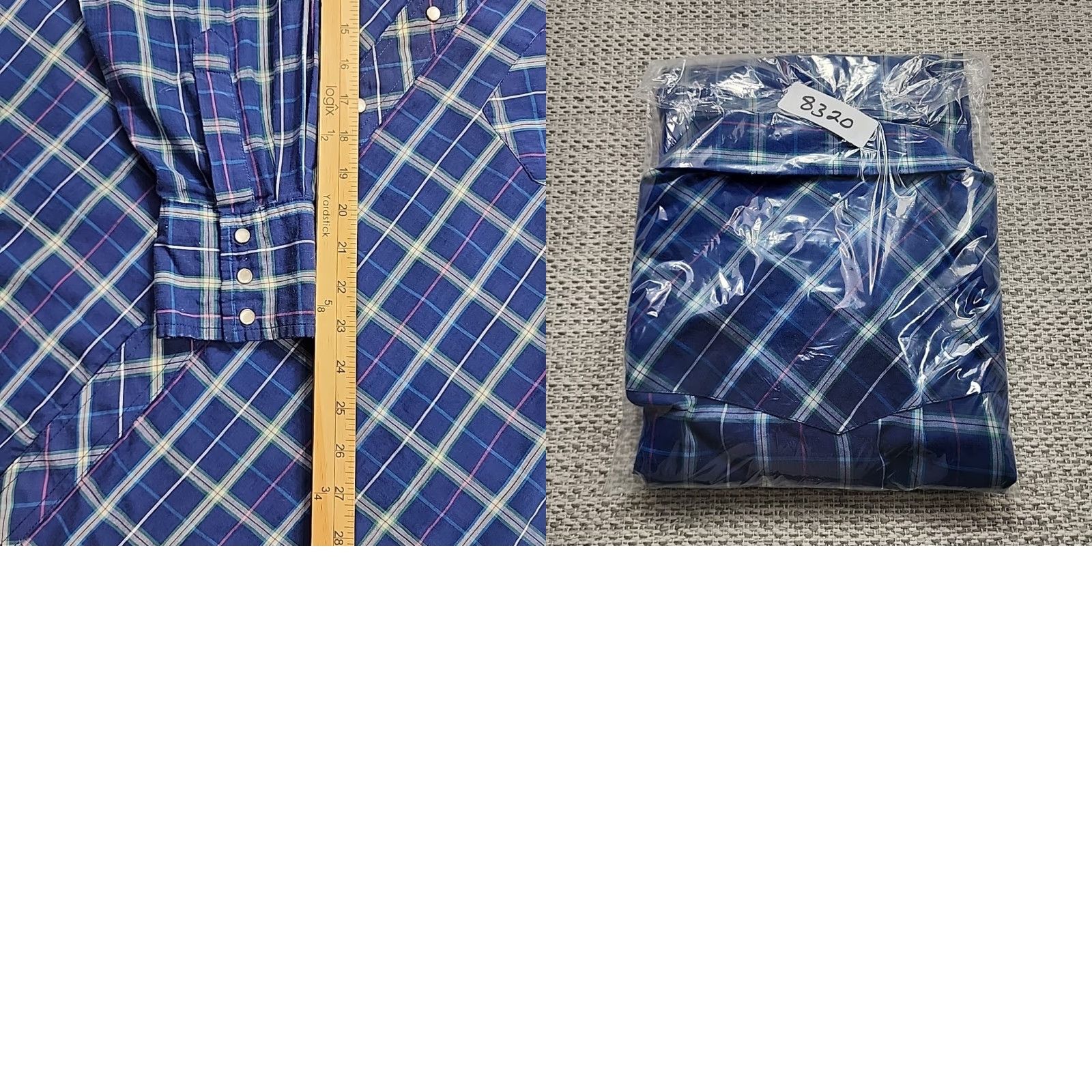 Wrangler VINTAGE Wrangler Pearl Snap Shirt X Long Tails Blue Plaid Mens Regular Fit 17 x 35 Shirt Size US XL / EU 56 / 4 - 9 Thumbnail