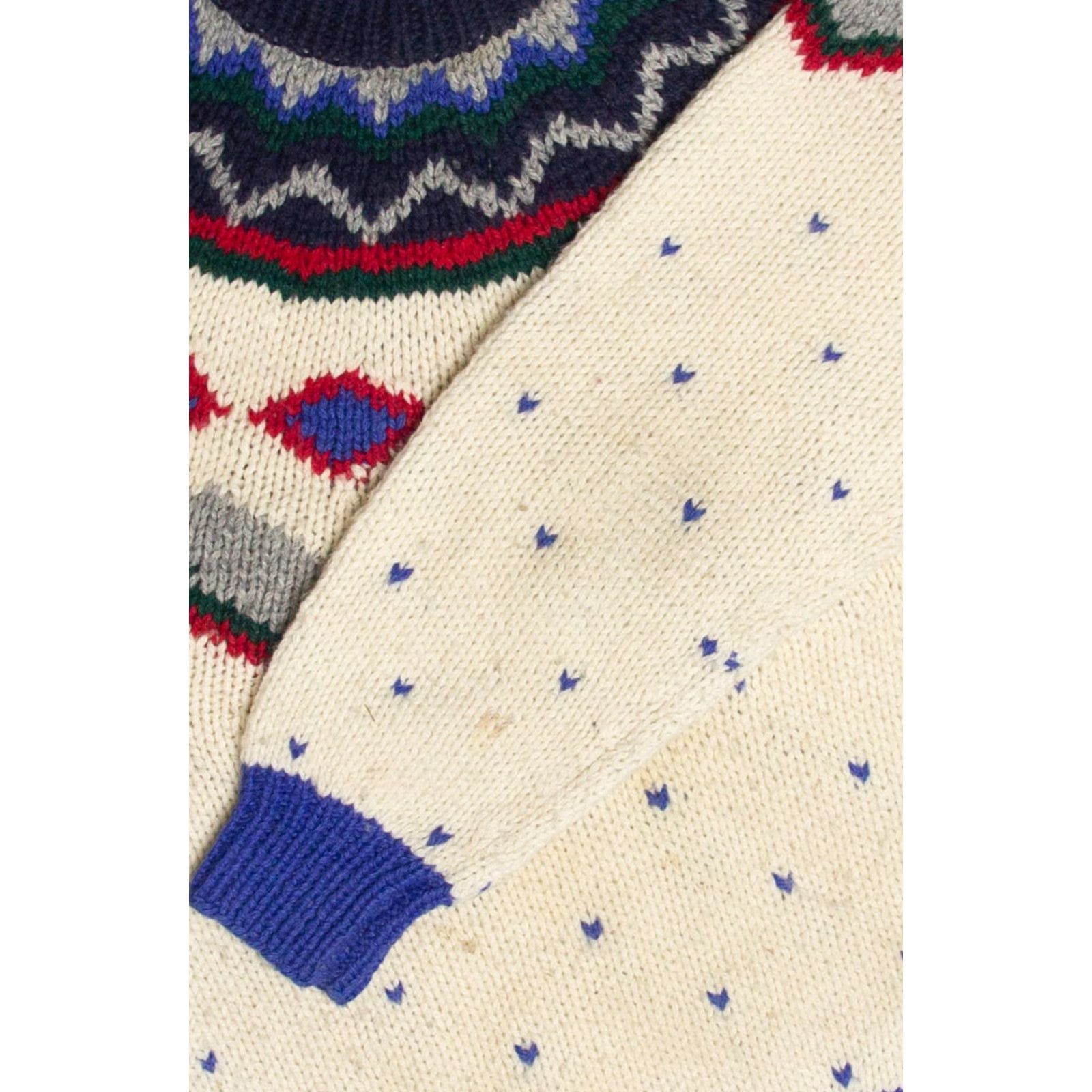 Vintage VINTAGE St. John's Bay Fair Isle Sweater Medium White Wool Blend 454 Wool / Acrylic Mens Women Girls Boys Size M / US 6-8 / IT 42-44 - 3 Thumbnail