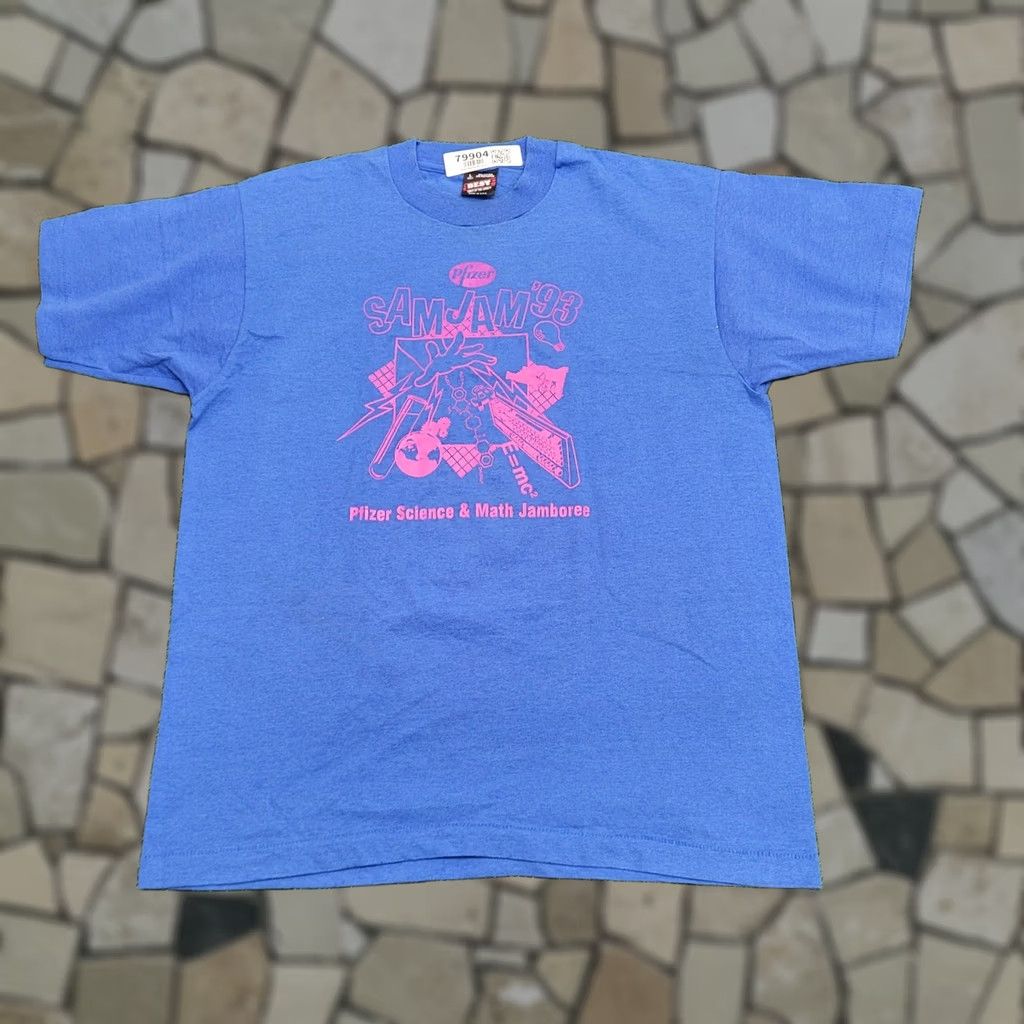 Fruit Of The Loom VINTAGE 1993 SAMJAM Pfizer Shirt Womens Large 21x26 Pink USA Shirt Size L / US 10 / IT 46 - 1 Thumbnail