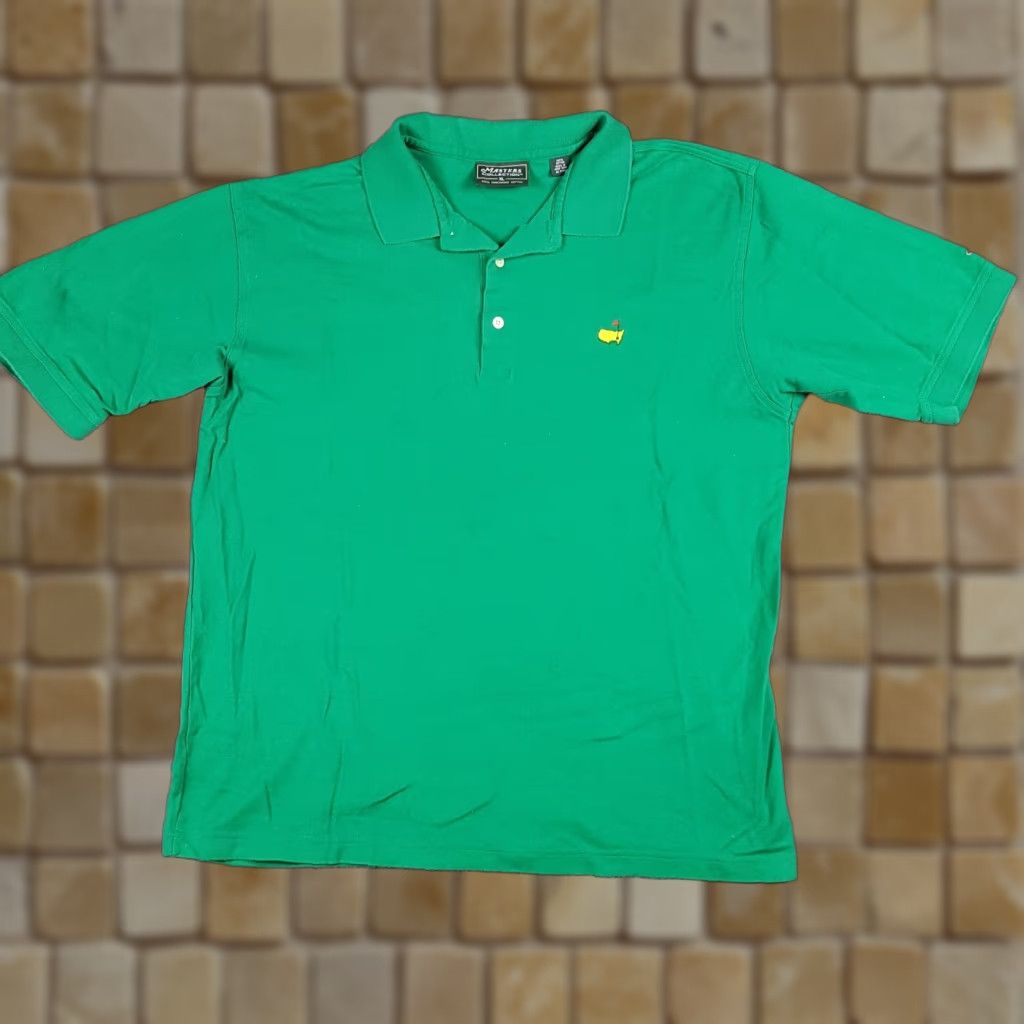 Vintage VINTAGE Masters Golf Polo Shirt Green XL Button Collar Logo - Adult Polo, Short Sleeve, Cotton, Regular Fit, 90s/Preppy/Surf Theme, Mens Size US XL / EU 56 / 4 - 1 Thumbnail