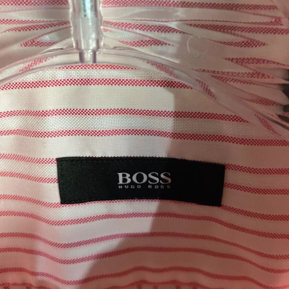 Hugo Boss Hugo Boss Dress Shirt Men's 15.5 39 Long Sleeve Striped Pink Size US M / EU 48-50 / 2 - 3 Thumbnail