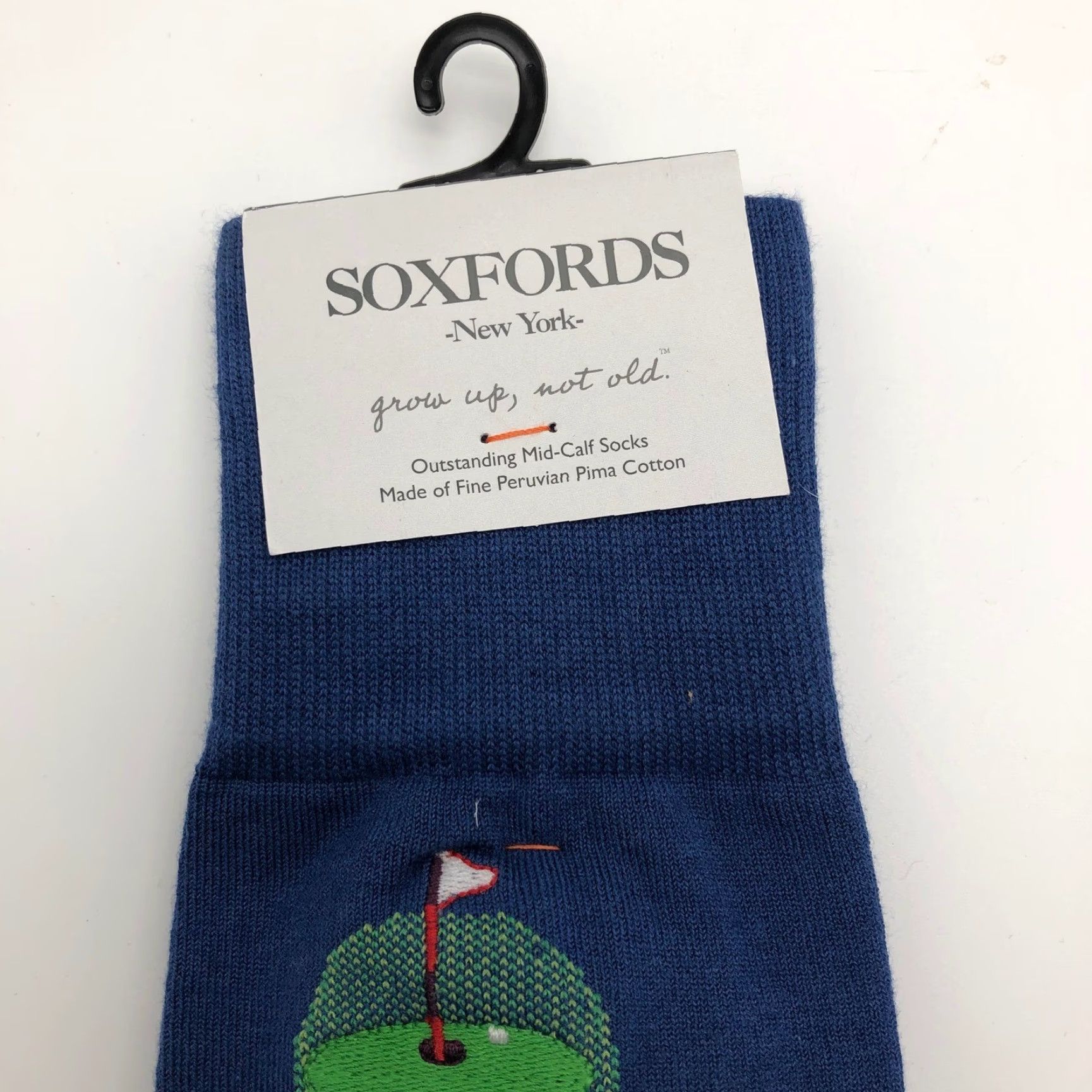 Vintage NWT Soxfords Golf Socks Mid Calf Mens One Size Blue Pima Cotton Blend Size ONE SIZE - 4 Thumbnail