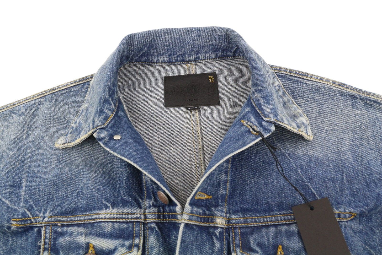 R13 RAGLAN TRUCKER JKT M Kelly Tex Button-Up Washed Denim 86164 Size M / US 6-8 / IT 42-44 - 4 Thumbnail