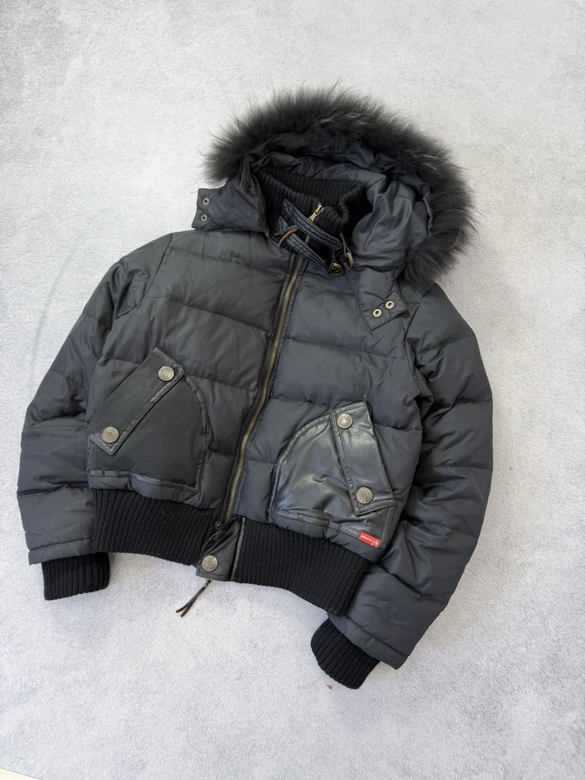 Le Grande Bleu (L.G.B.) Avant Garde Hysteric Glamour Style Fur Hood Bomber Jacket Size US S / EU 44-46 / 1 - 11 Thumbnail
