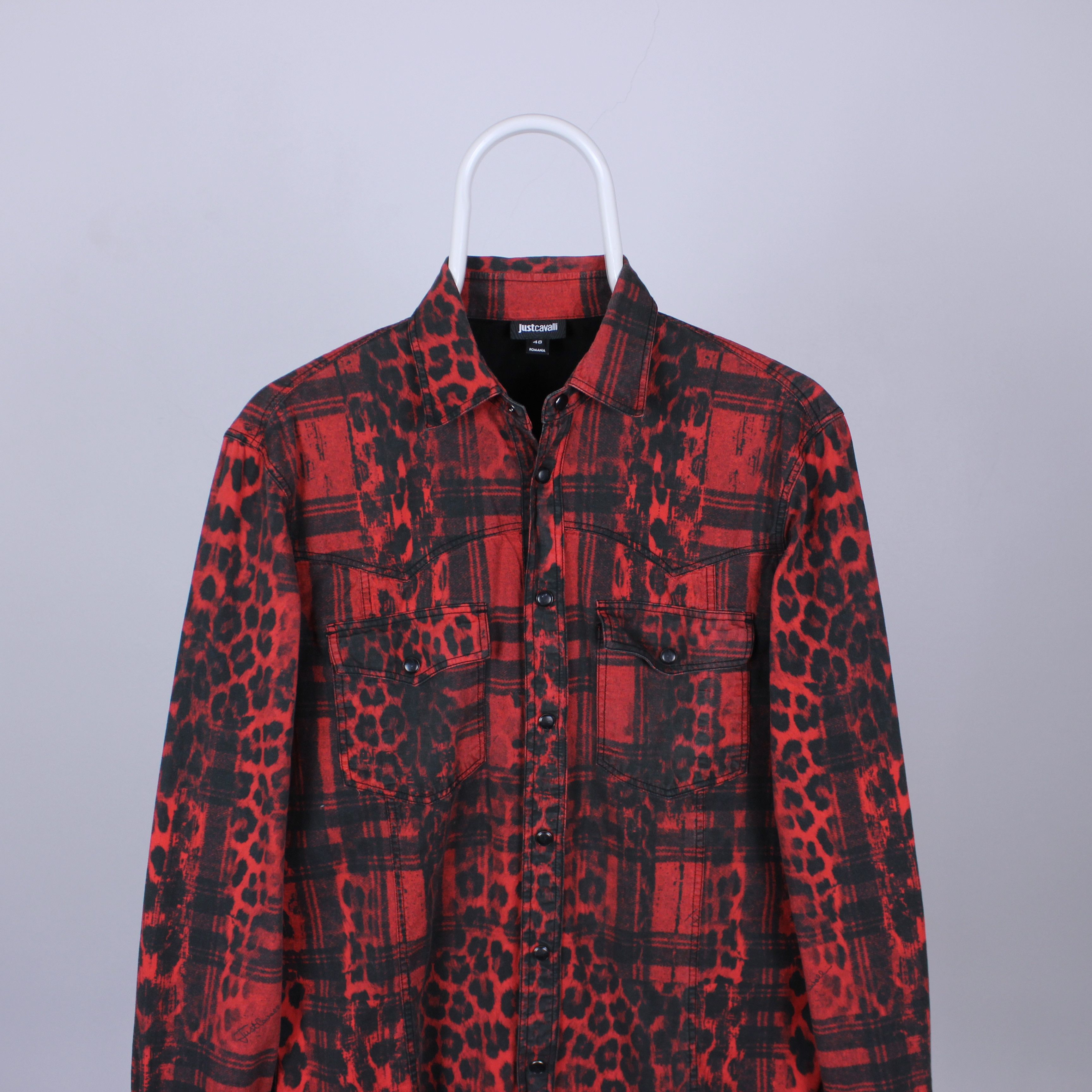 Just Cavalli red printed shirt button ups S M Red Camo