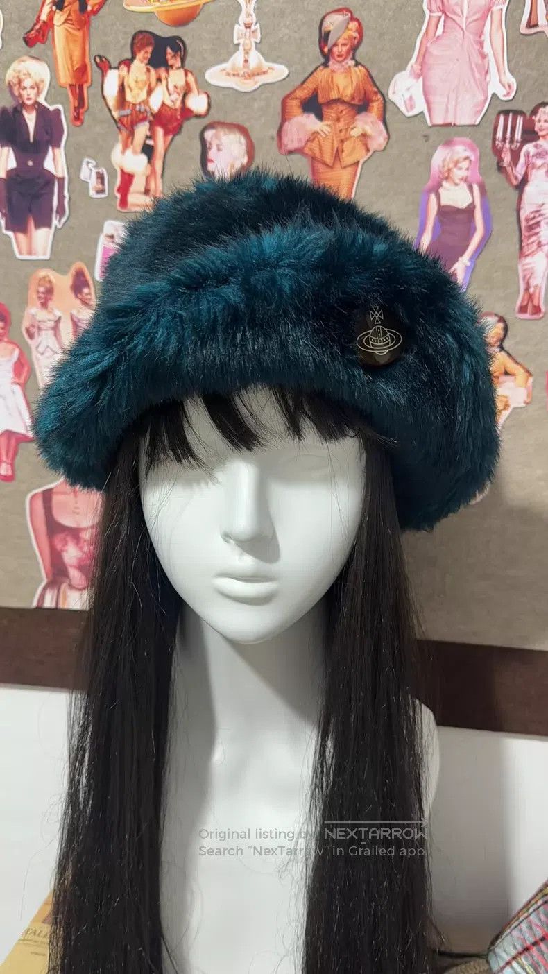 Vivienne Westwood Vivienne Westwood Peacock blue plush hat Size ONE SIZE - 2 Thumbnail