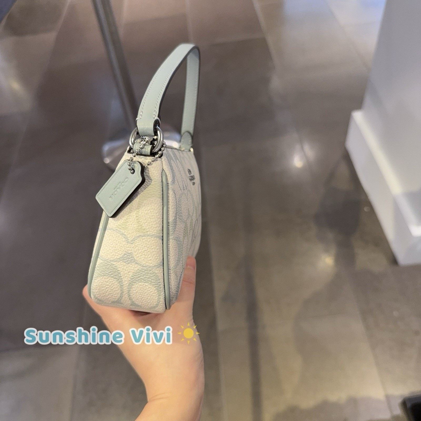 Coach NWT Coach Nolita 19 Pretty Canvas CDW29 Silver/Chalk/Blue Size ONE SIZE - 7 Thumbnail