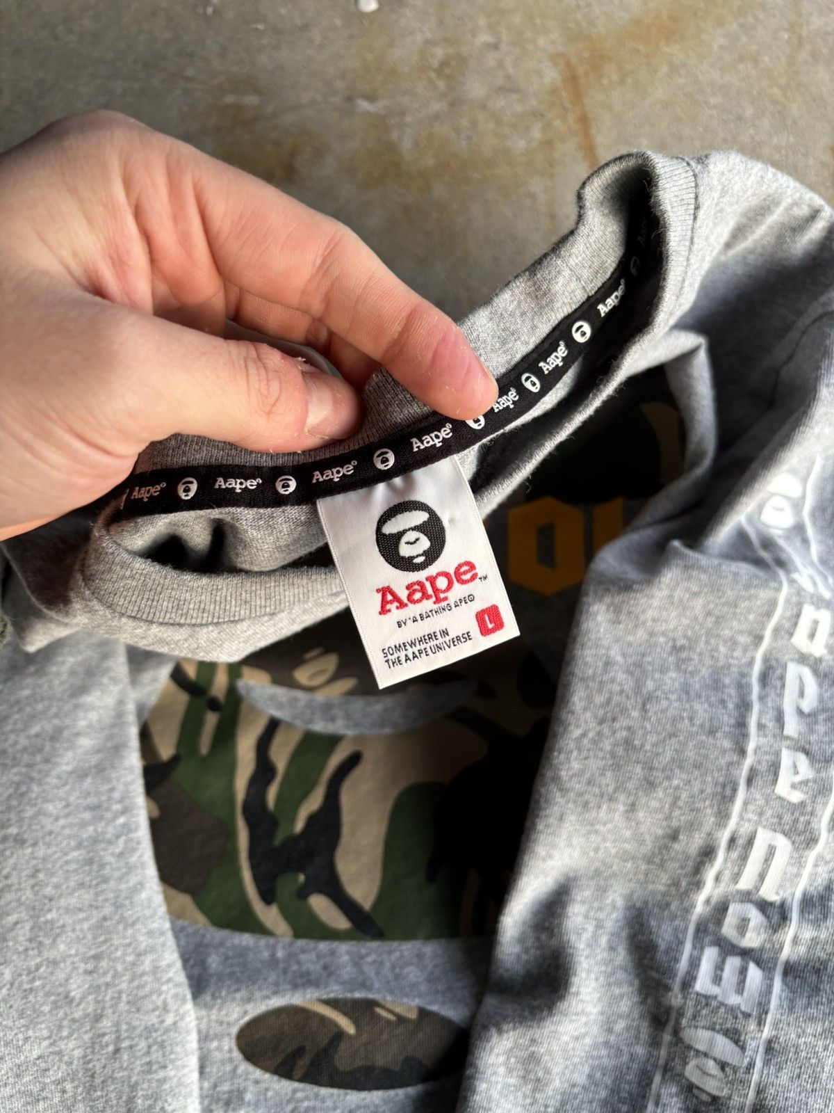Aape Crazy Bape Grey Boxy Aape Row Grunge Y2K Style Longsleeve Size US L / EU 52-54 / 3 - 6 Thumbnail
