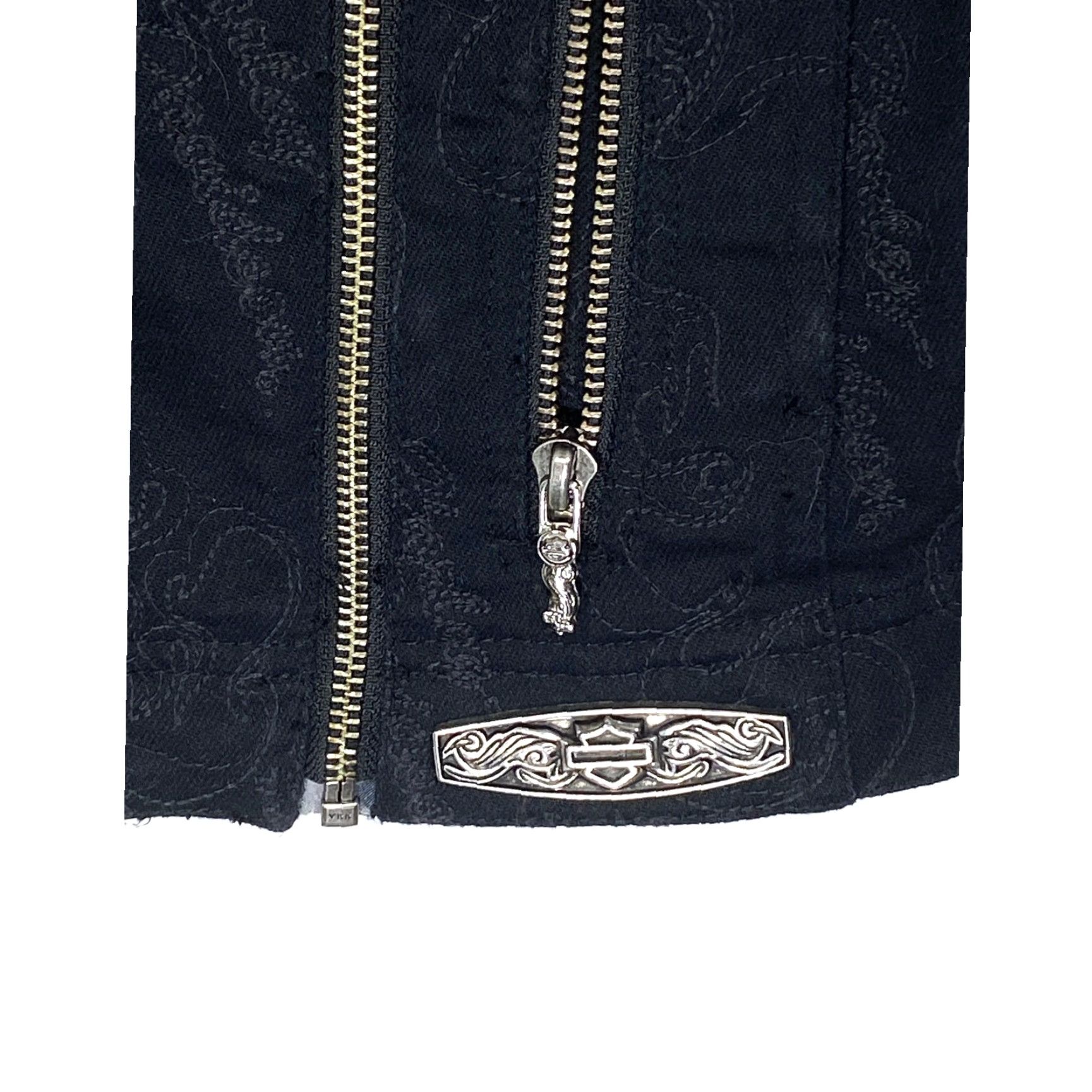 Harley Davidson VINTAGE Harley Davidson Jacket Women XS Black Denim Biker Grunge Embroidered Zipper Slip-On Short Sleeve? Size XS / US 0-2 / IT 36-38 - 5 Thumbnail