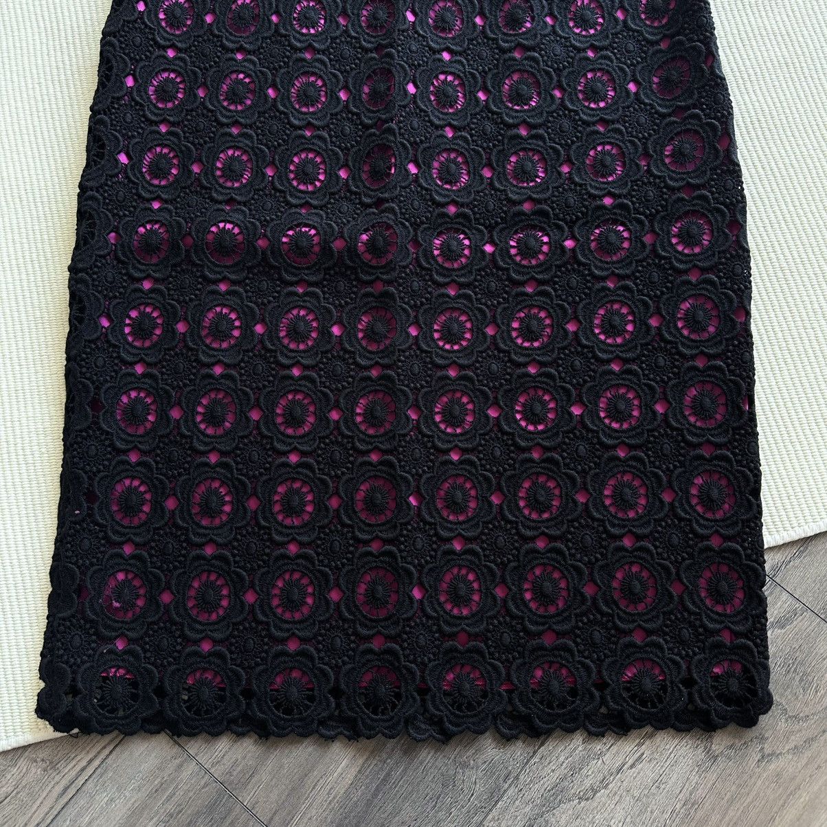 Moschino Moschino Cheap and Chic Black Magenta Mid Length Lace Skirt Size 30" / US 8 / IT 44 - 4 Thumbnail