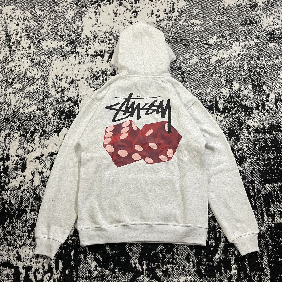 image of Stussy Dice Out Hoodie In Ash Heather Size Large, Men's