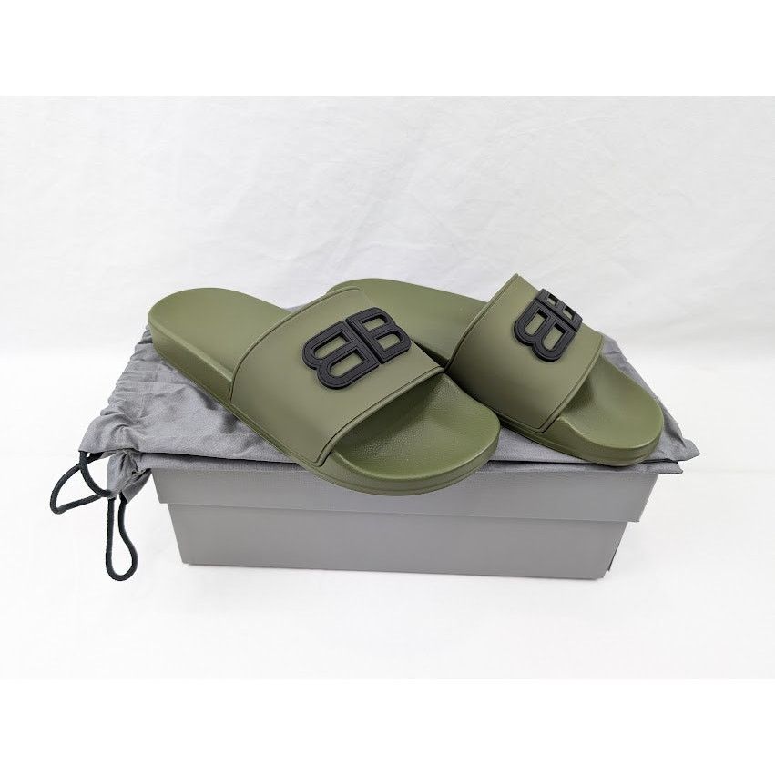 Balenciaga o1rshd1 BB Injecfion Pool Slides in Khaki Size US 9 / EU 42 - 20 Thumbnail