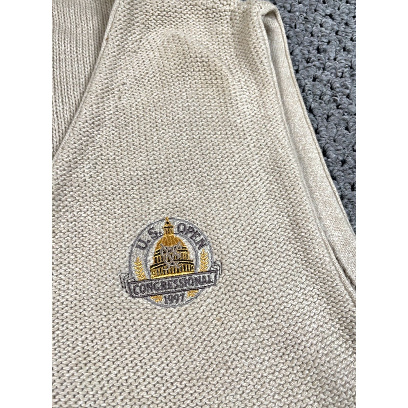 Vintage Vintage 1997 US Open Ashworth Mens Medium Sweater Vest Adult Beige Cotton Knitted Sports Retro Size US M / EU 48-50 / 2 - 5 Thumbnail