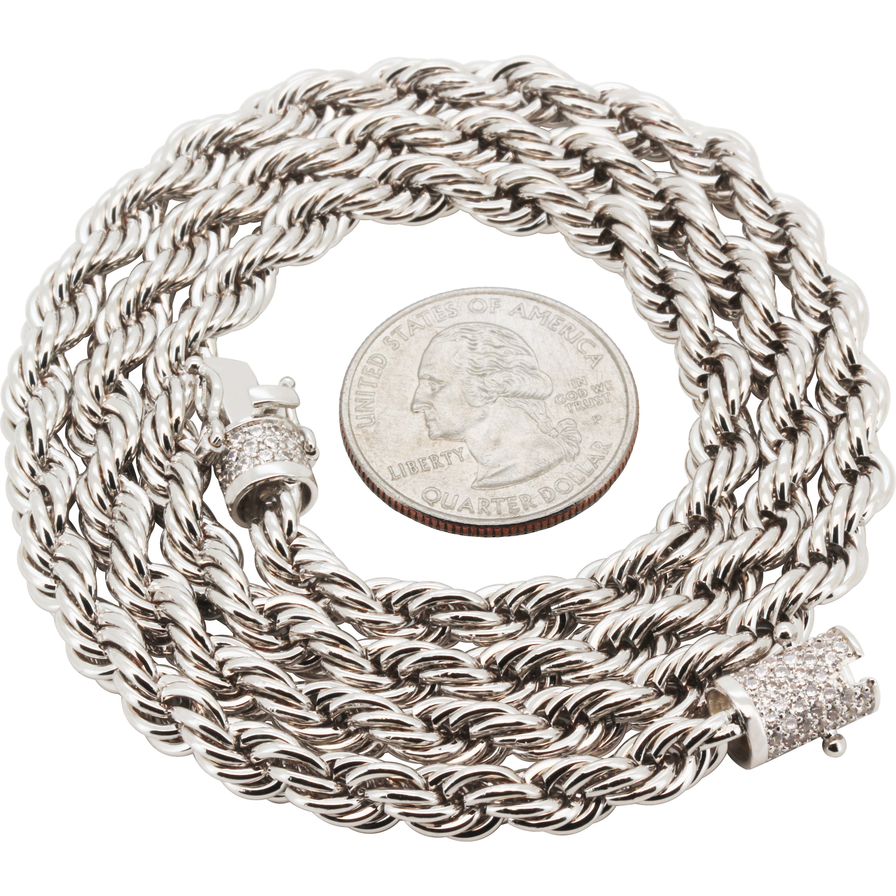 Other 14k White Gold Filled AAA CZ 6mm Rope Chain Necklace 24” Size ONE SIZE - 2 Thumbnail