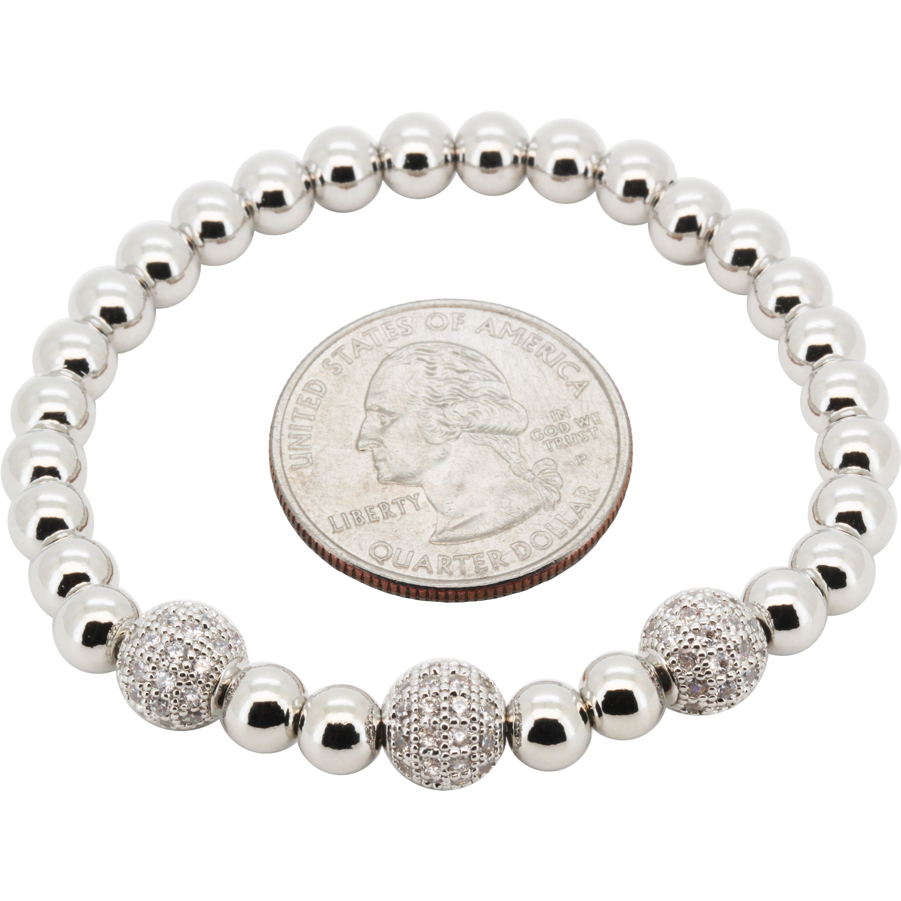 Other 14k GP AAA CZ 8mm Disco Ball Beaded Stretch Bracelet 7” Size ONE SIZE - 1 Preview