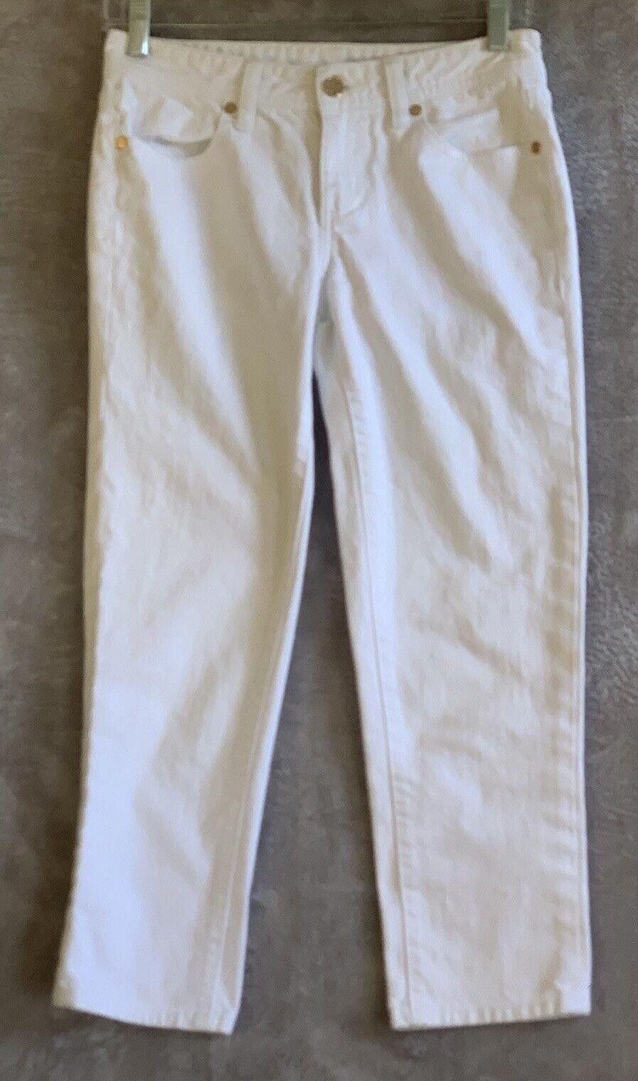 Tory Burch Tory Burch Womens Mid Rise Straight Cropped Jeans White Size 42" / US 20 - 1 Thumbnail