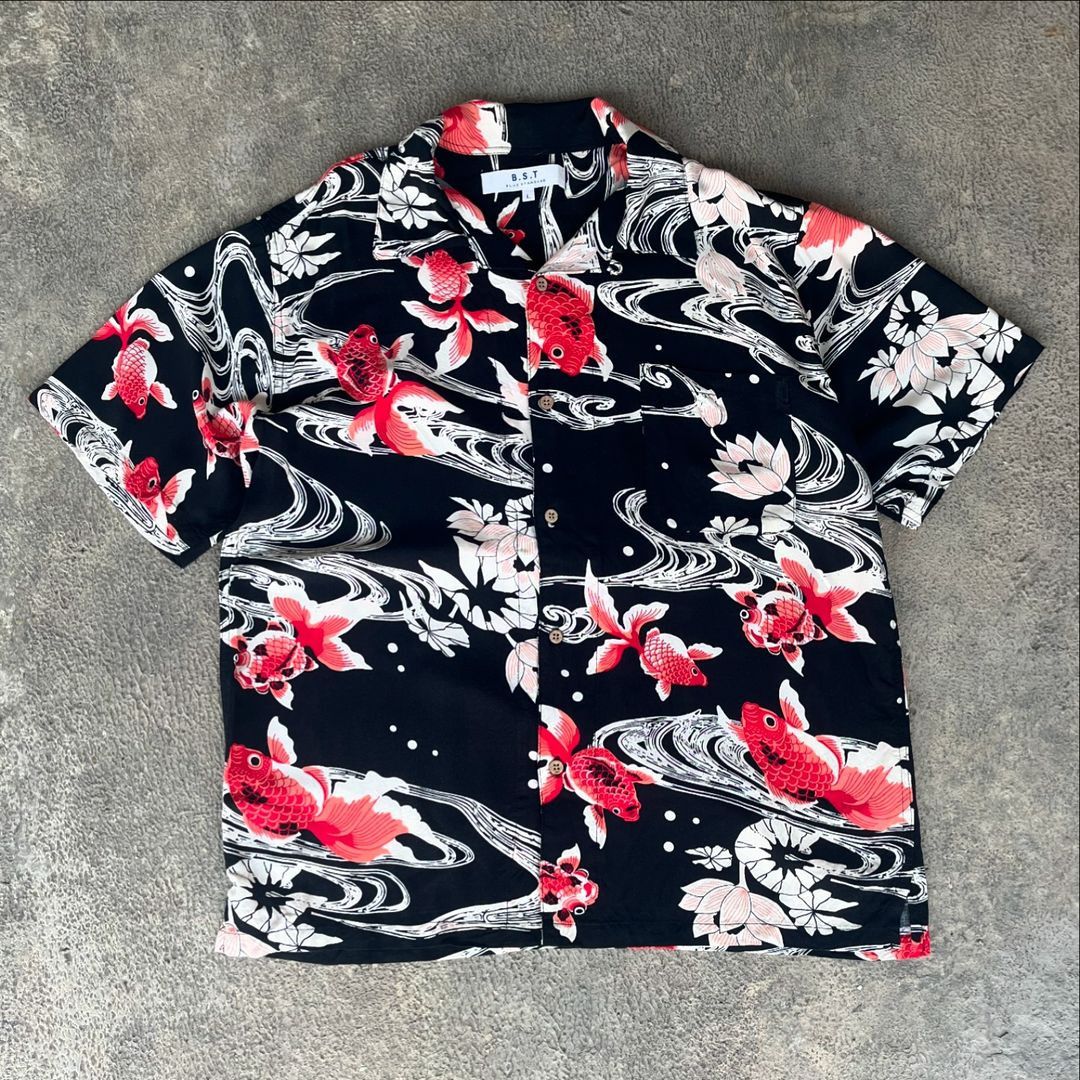 Other Blue Standard Aloha Shirt Goldfish Pattern Size US L / EU 52-54 / 3 - 1 Thumbnail