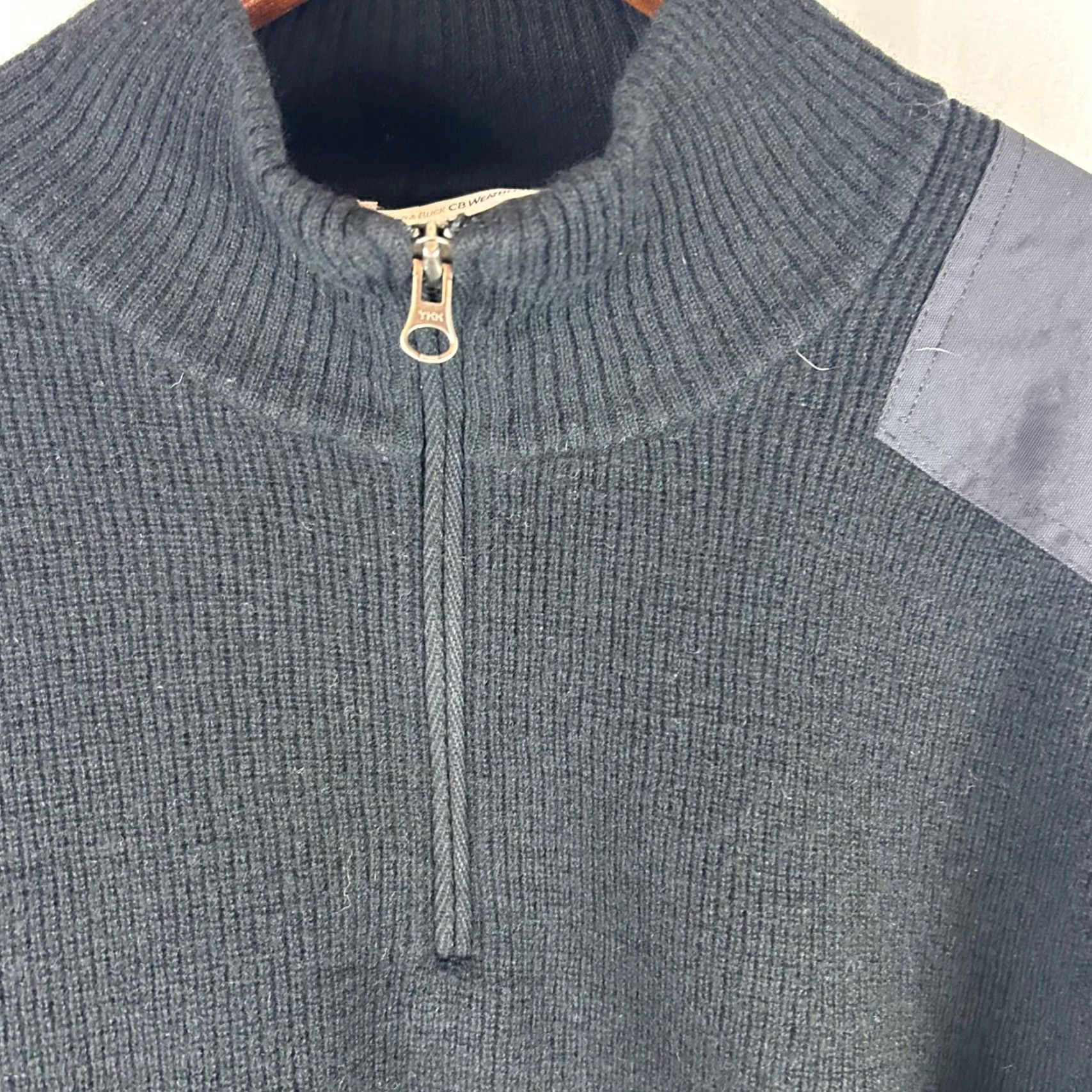 Cutter & Buck Cutter Buck Mens Sweater 1/4 Zip Lambswool Blend Black XL Mock Neck Pockets Golf Knit Pullove r Size US XL / EU 56 / 4 - 4 Thumbnail