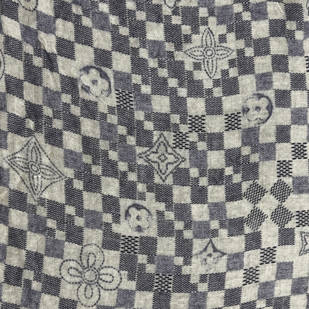 Louis Vuitton LOUIS VUITTON Cashmere Silk Damier Azur Monogram Print Scarf Size ONE SIZE - 6 Thumbnail