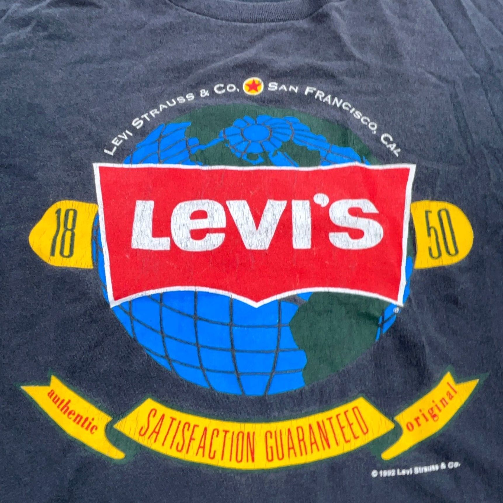 Levi's VINTAGE Levi's Men's T-Shirt Large Black 80s 90s Grunge Punk Logo Graphic Cotton Size US L / EU 52-54 / 3 - 2 Thumbnail