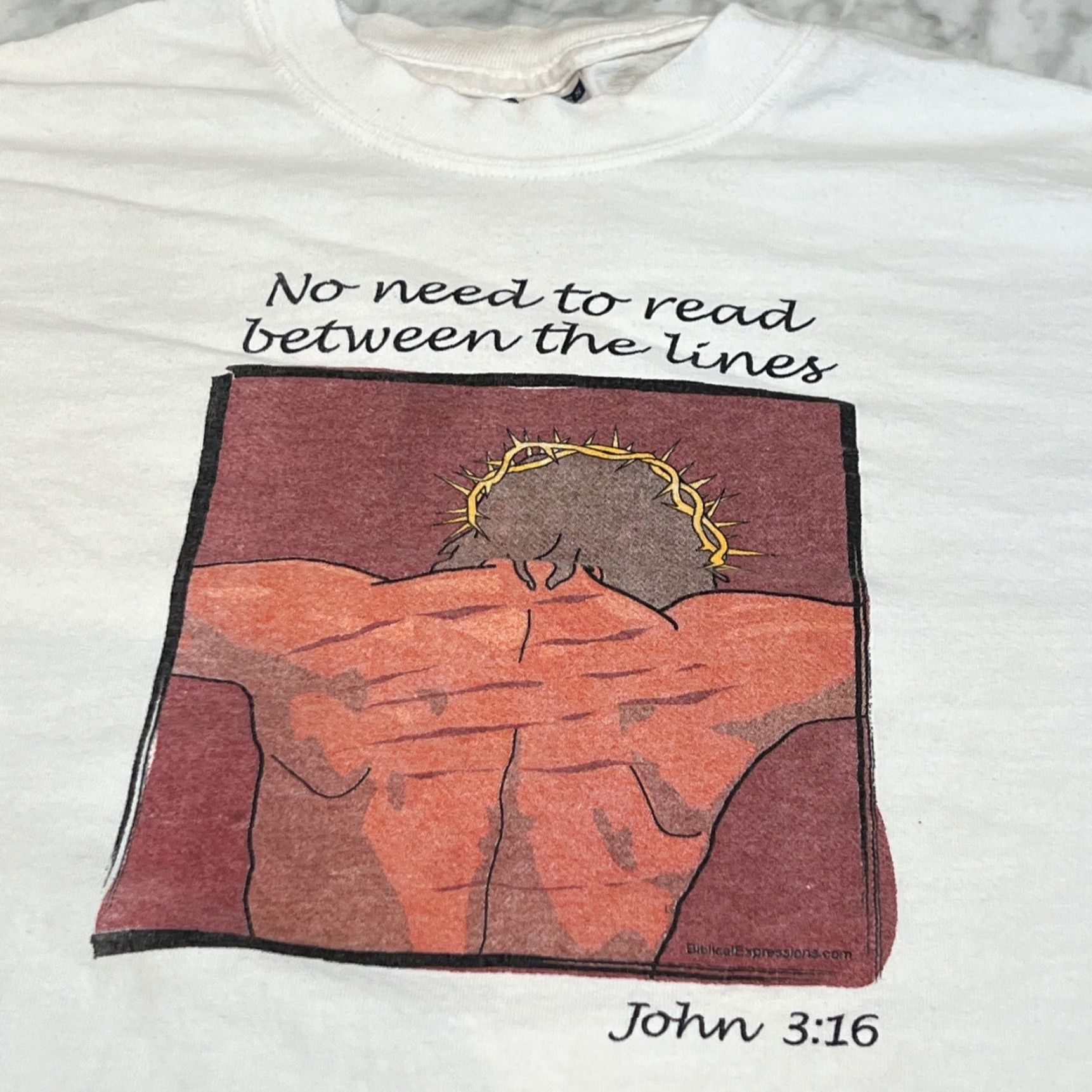 Jerzees VINTAGE JERZEES Jesus T-Shirt XL Men White Biblical John 3:16 Graphic Crew Neck Short Sleeve Size US XL / EU 56 / 4 - 2 Thumbnail