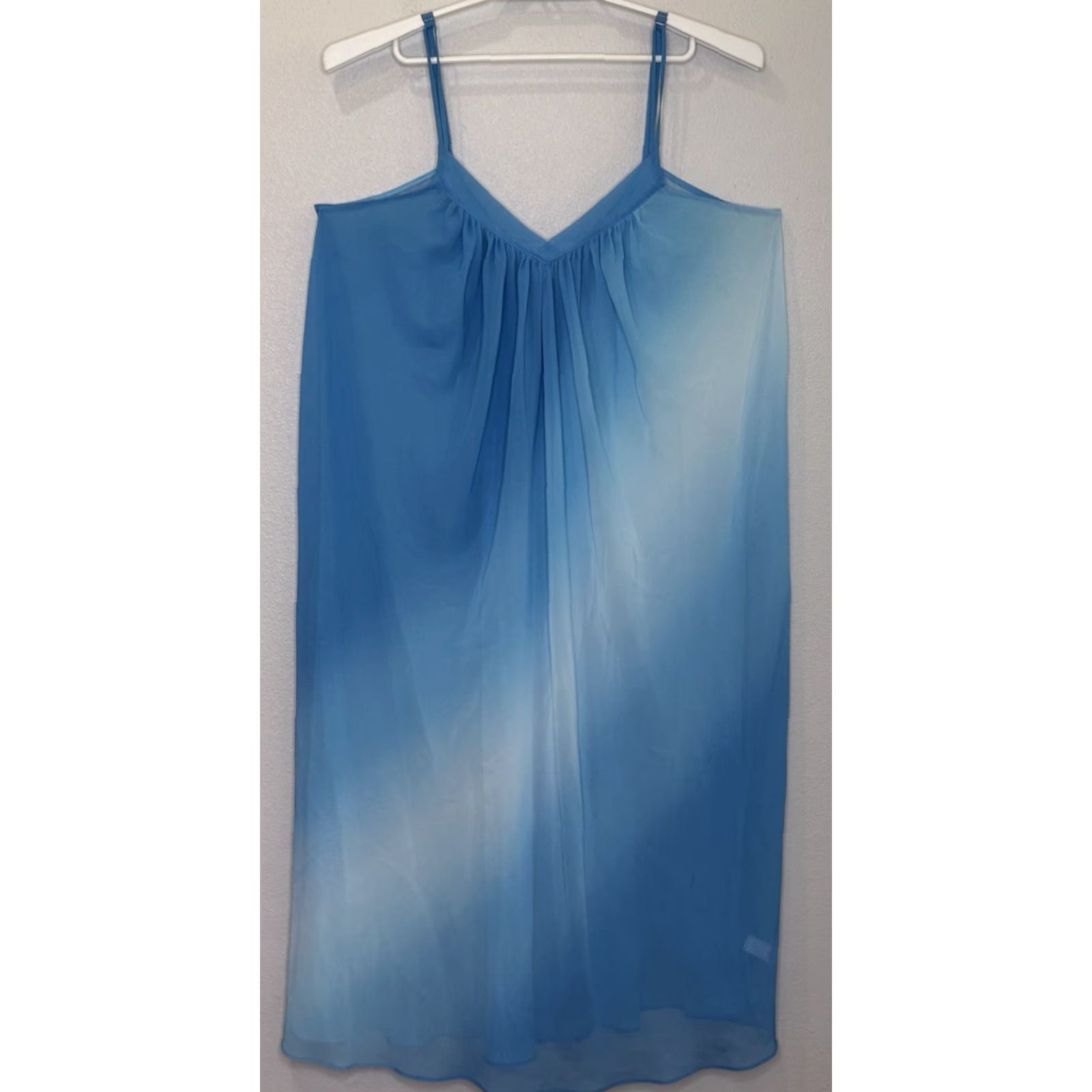 Oscar De La Renta Oscar de la Renta Pink Label Night Gown XL Sleeveless Ombre Spaghetti Strap Silky Chiffon Blue Womens Gown Size ONE SIZE - 2 Thumbnail