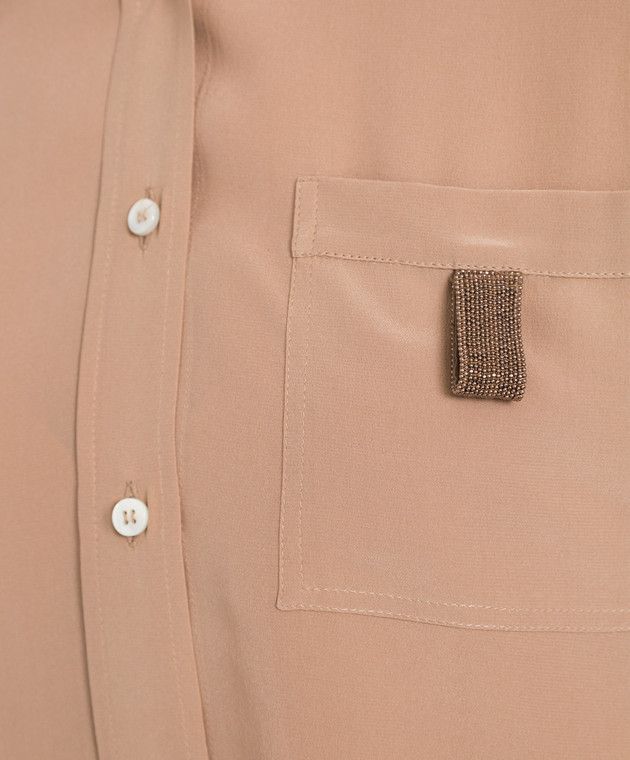 Brunello Cucinelli o1y0725 Silk Shirt in Light Brown Size XXL / US 16-18 / IT 52-54 - 5 Thumbnail