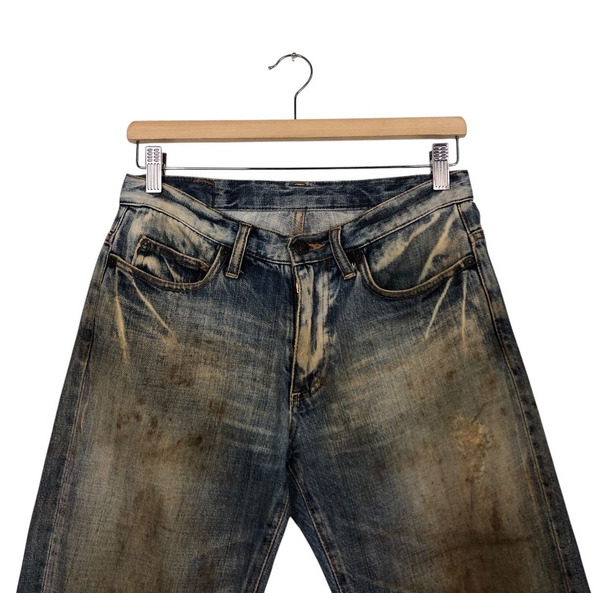 Japanese Brand SHIPS 1975 Repro Workwear Jeans – Destroyed Knees Grime Fade Size 30" / US 8 / IT 44 - 4 Thumbnail