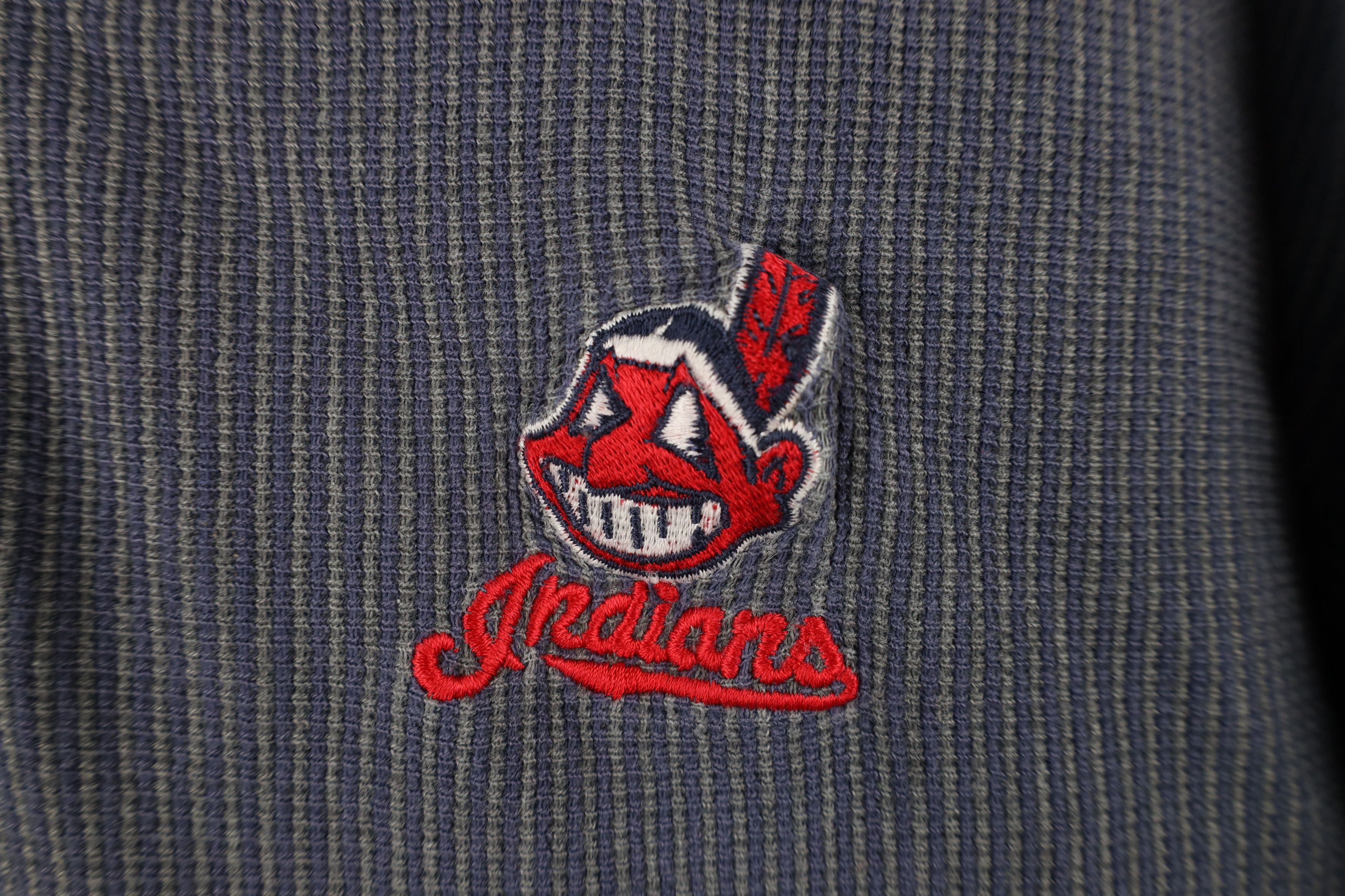 Vintage Vintage 90s Knit Chief Wahoo Cleveland Indians Baseball Polo Size US XL / EU 56 / 4 - 4 Thumbnail