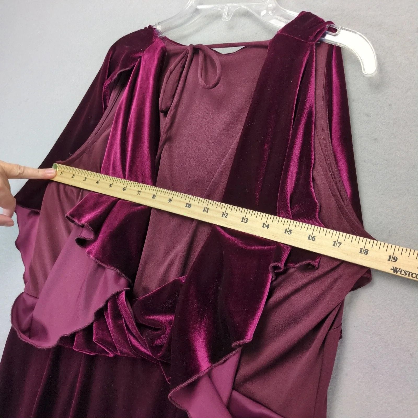Jessica Simpson Jessica Simpson Burgundy Velvet Dress 12W Flutter Slv Open Size XL / US 12-14 / IT 48-50 - 7 Thumbnail