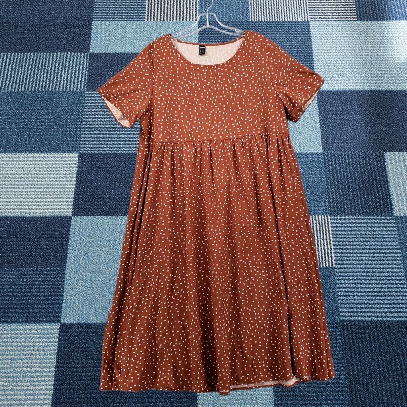 knee length dresses shein Shein Knee Length Dress Raised Print Pale Salmon Color Women's Large L 8 /  10