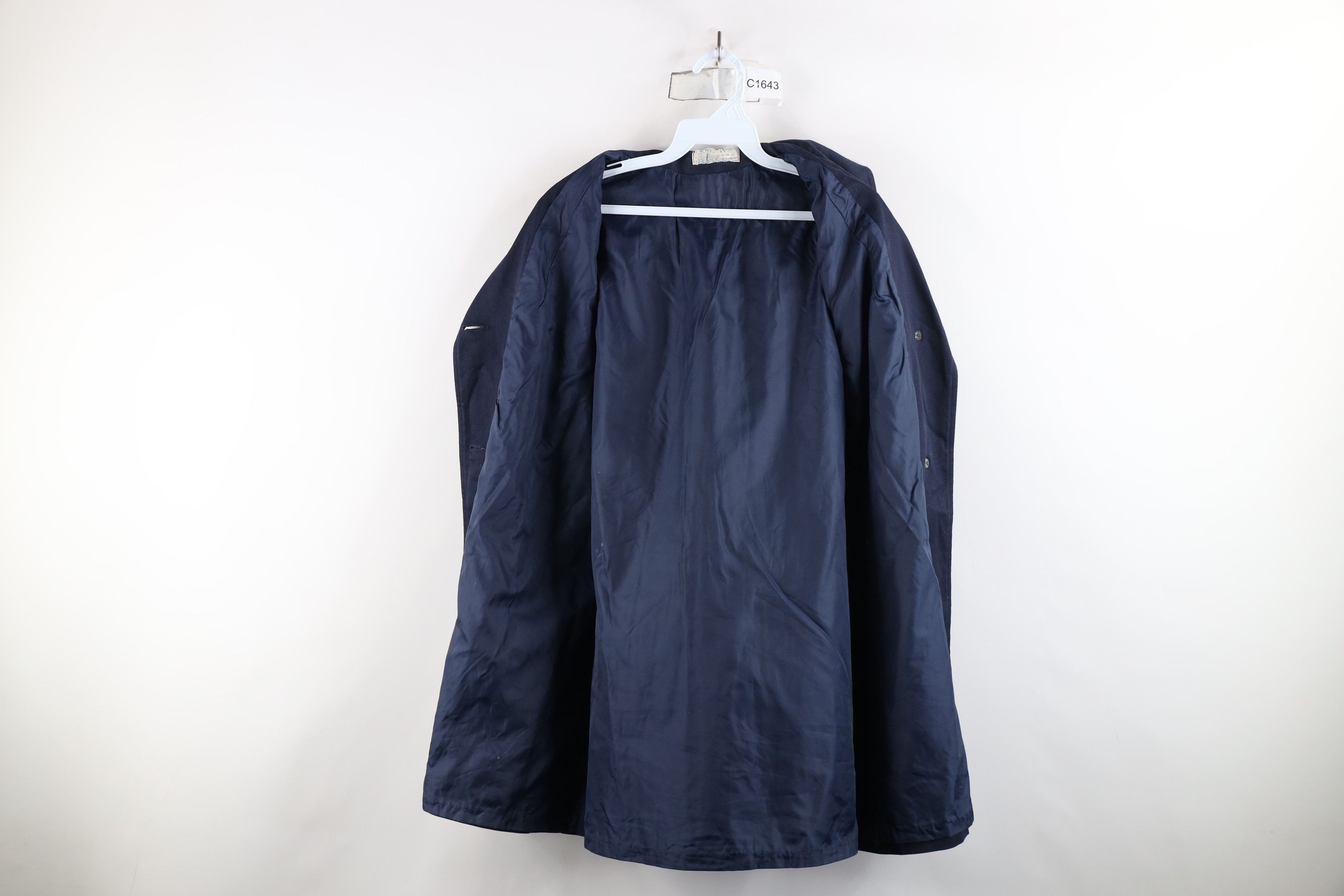 Vintage Vintage 40s 50s Full Button Trench Coat Rain Jacket Blue USA Size L / US 10 / IT 46 - 10 Thumbnail