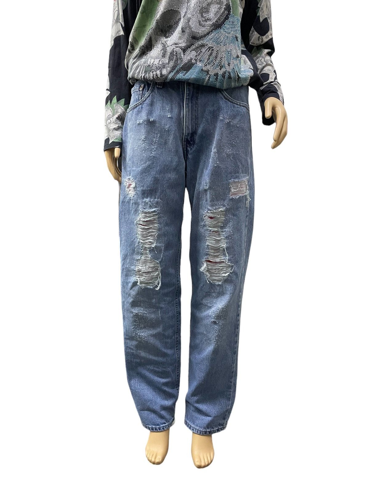 Hysteric Glamour × Levi's × Vintage Vintage Levis 550 Loose Fit Distressed Frayed Jeans Size US 29 - 3 Thumbnail