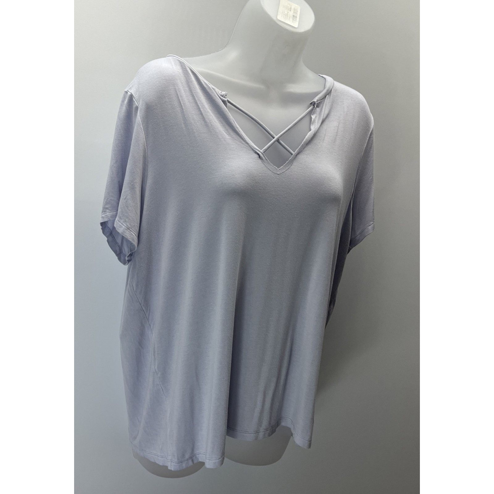 American Eagle Outfitters American Eagle Short Sleeve Blue Cross Neck Blouse Size XL Size XL / US 12-14 / IT 48-50 - 3 Thumbnail
