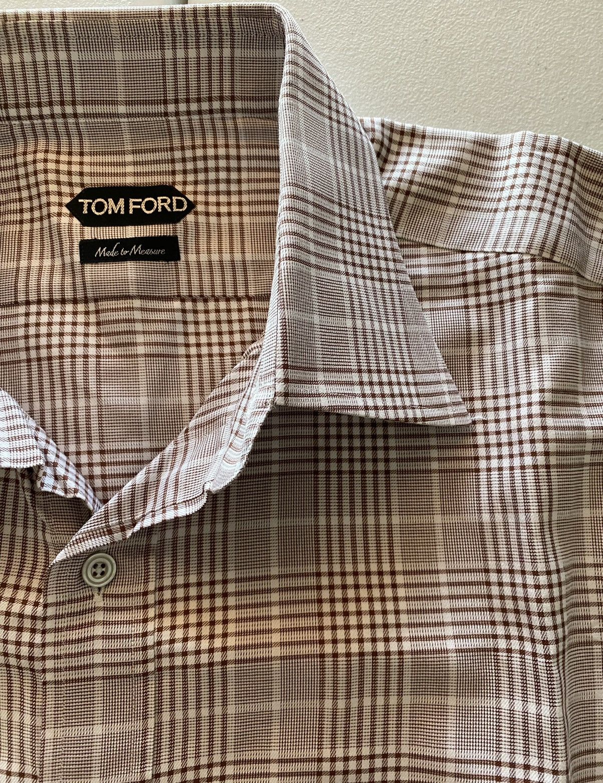 Tom Ford Tom Ford light brown glen check shirt 17 43e NEW Size US L / EU 52-54 / 3 - 8 Thumbnail