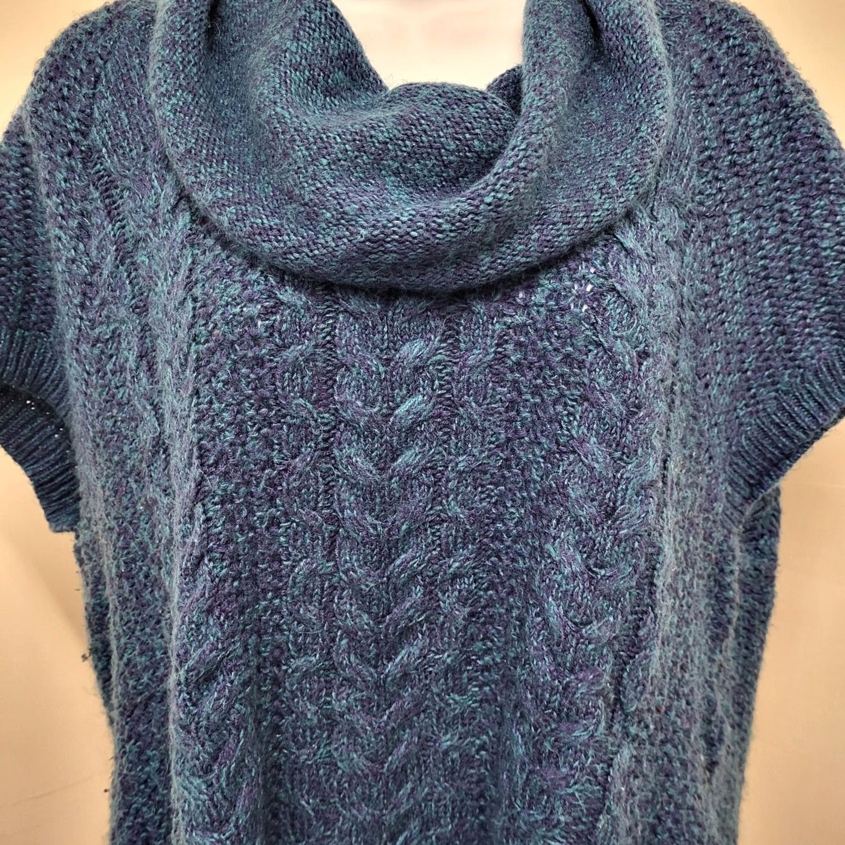 Worthington Worthington Sweater Womens 1X Blue Cowl Cap Sleeve Chunky Cable Knit Top Vest Knit Style Tunic Size XL / US 12-14 / IT 48-50 - 3 Thumbnail