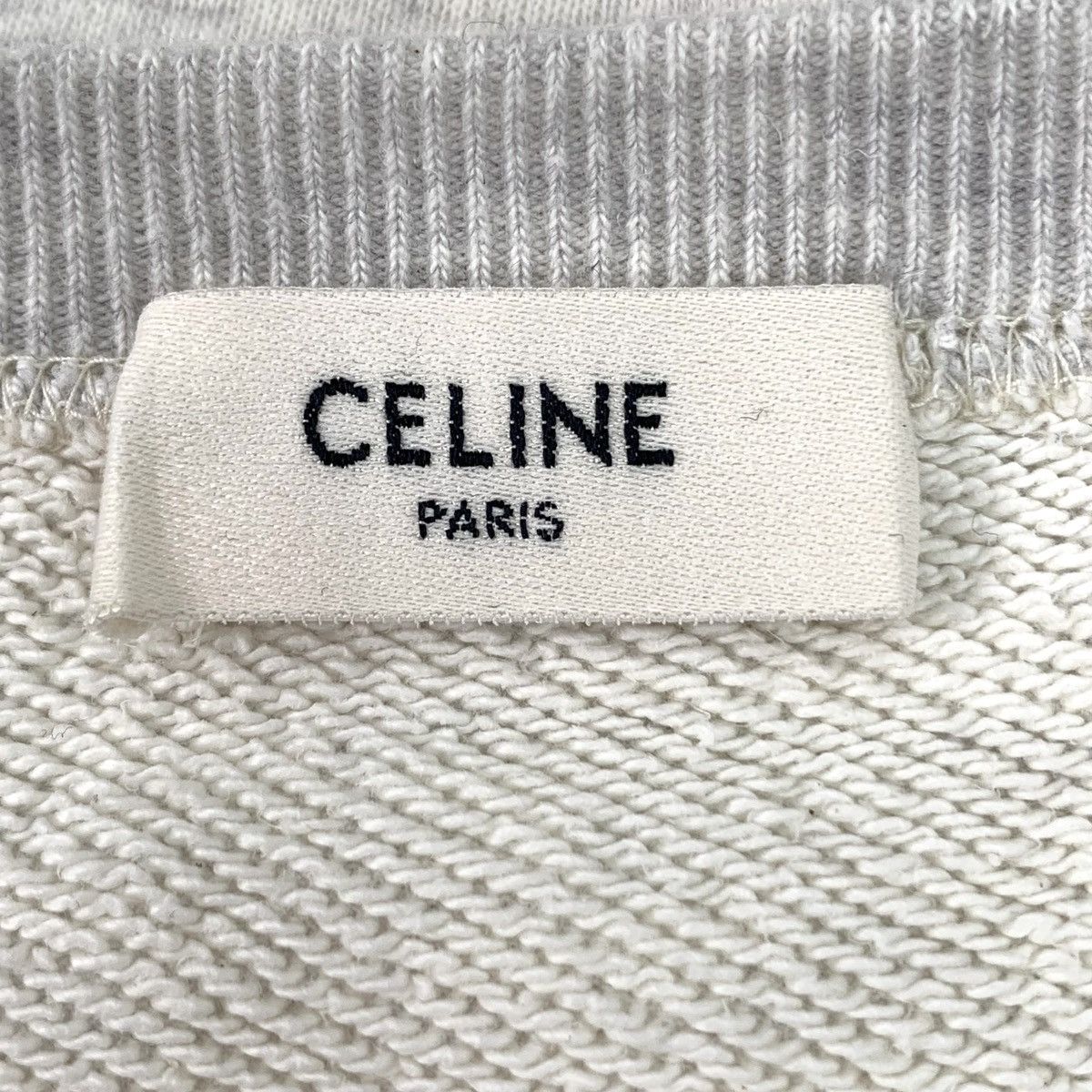 Celine Celine White Logo Printed Cotton Crew Neck Sweatshirt K26WX Size L / US 10 / IT 46 - 5 Thumbnail