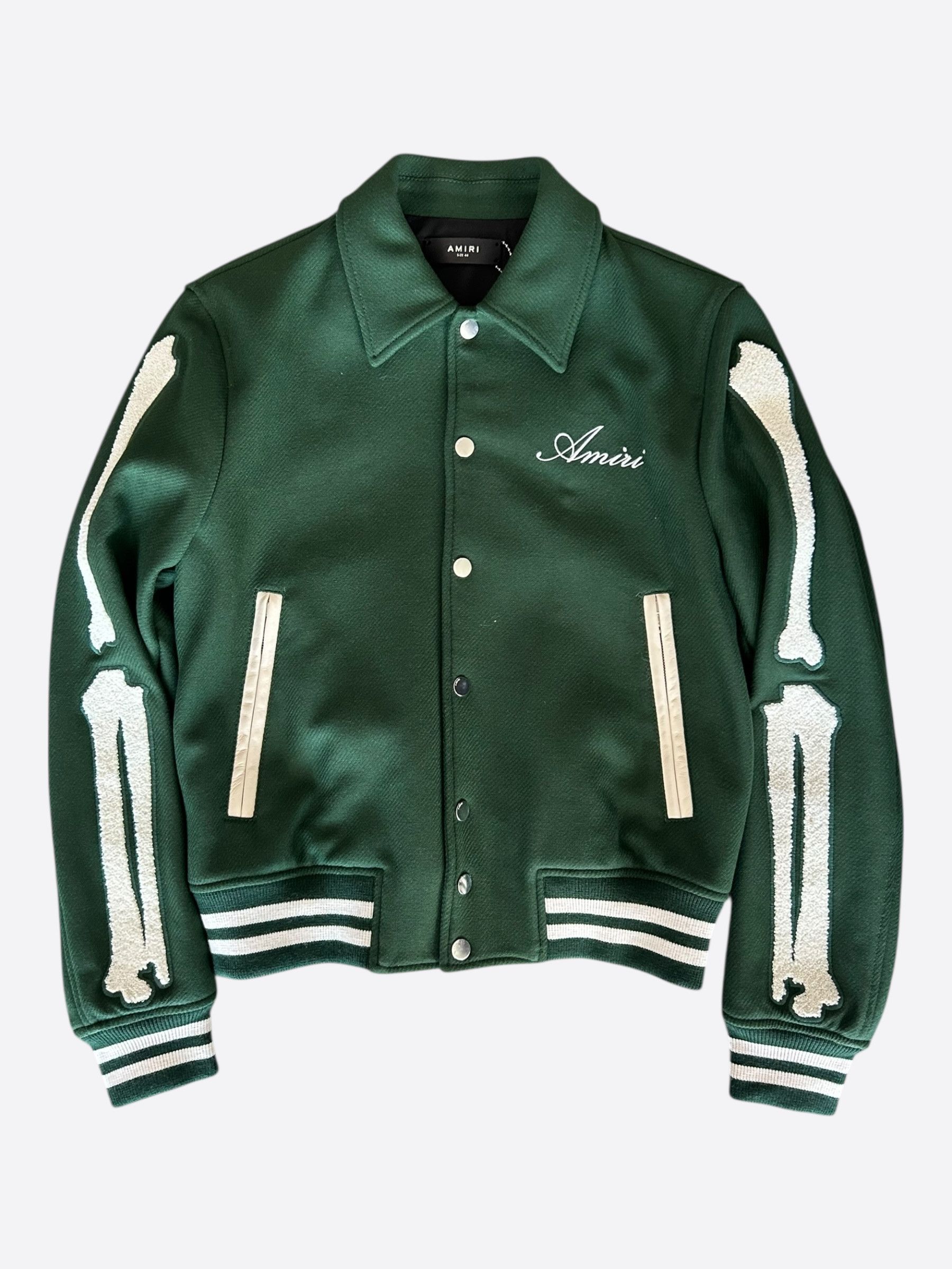Amiri Amiri Green & White Bones Varsity Jacket Size US XL / EU 56 / 4 - 1 Thumbnail