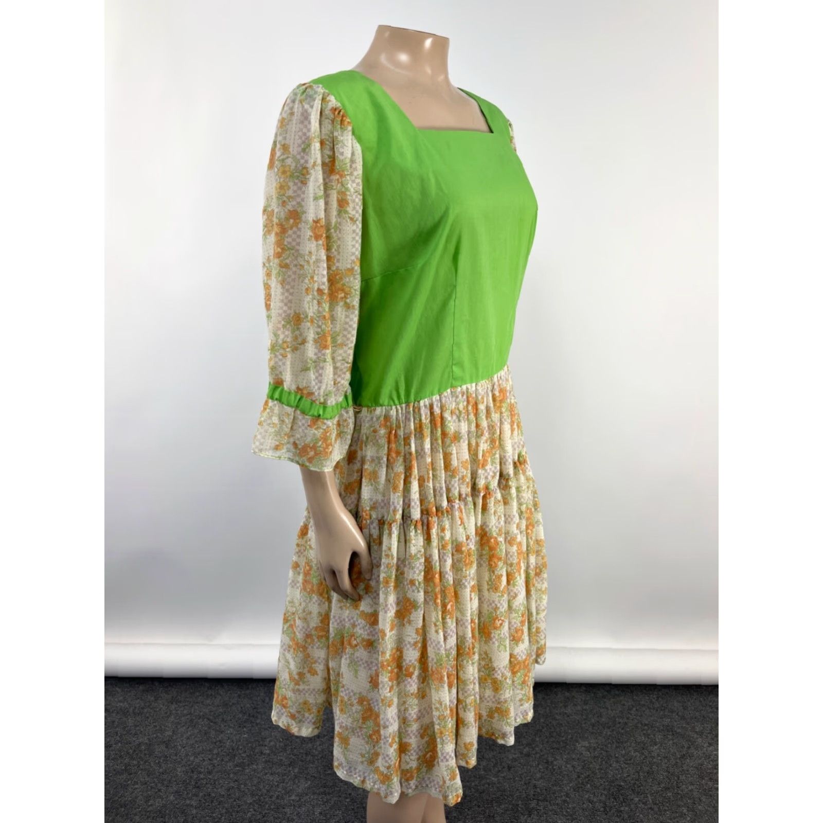 DANCER VINTAGE Deloris Tea Dress Dress Party 60s 70s Floral Cotton Square Dance Bohemian XS/S Pink Womens Size 4XL / US 24-26 - 6 Thumbnail
