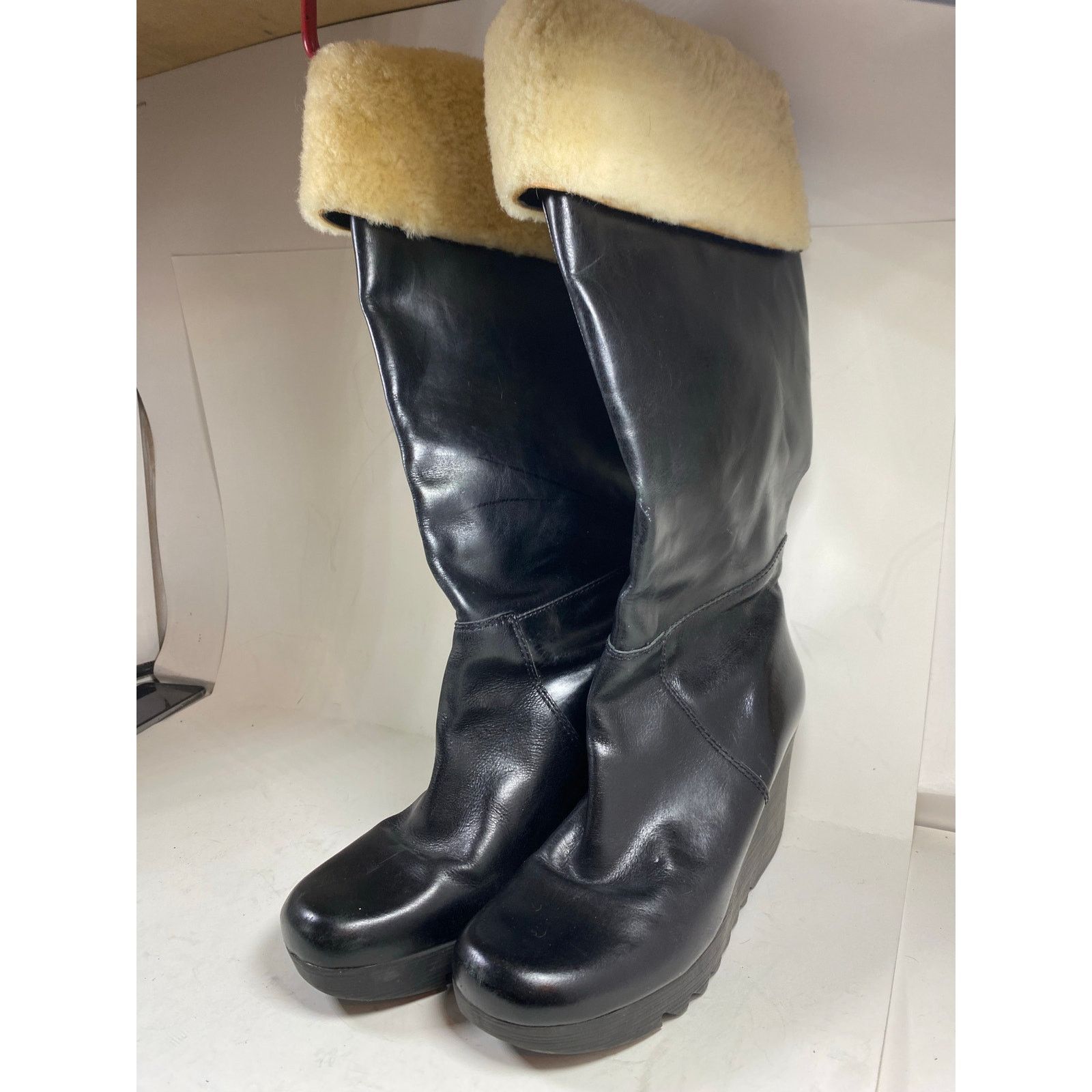 Michael Kors Michael Kors Platform Wedge Black Leather Boots 8.5W Size US 8.5 / IT 38.5 - 2 Thumbnail