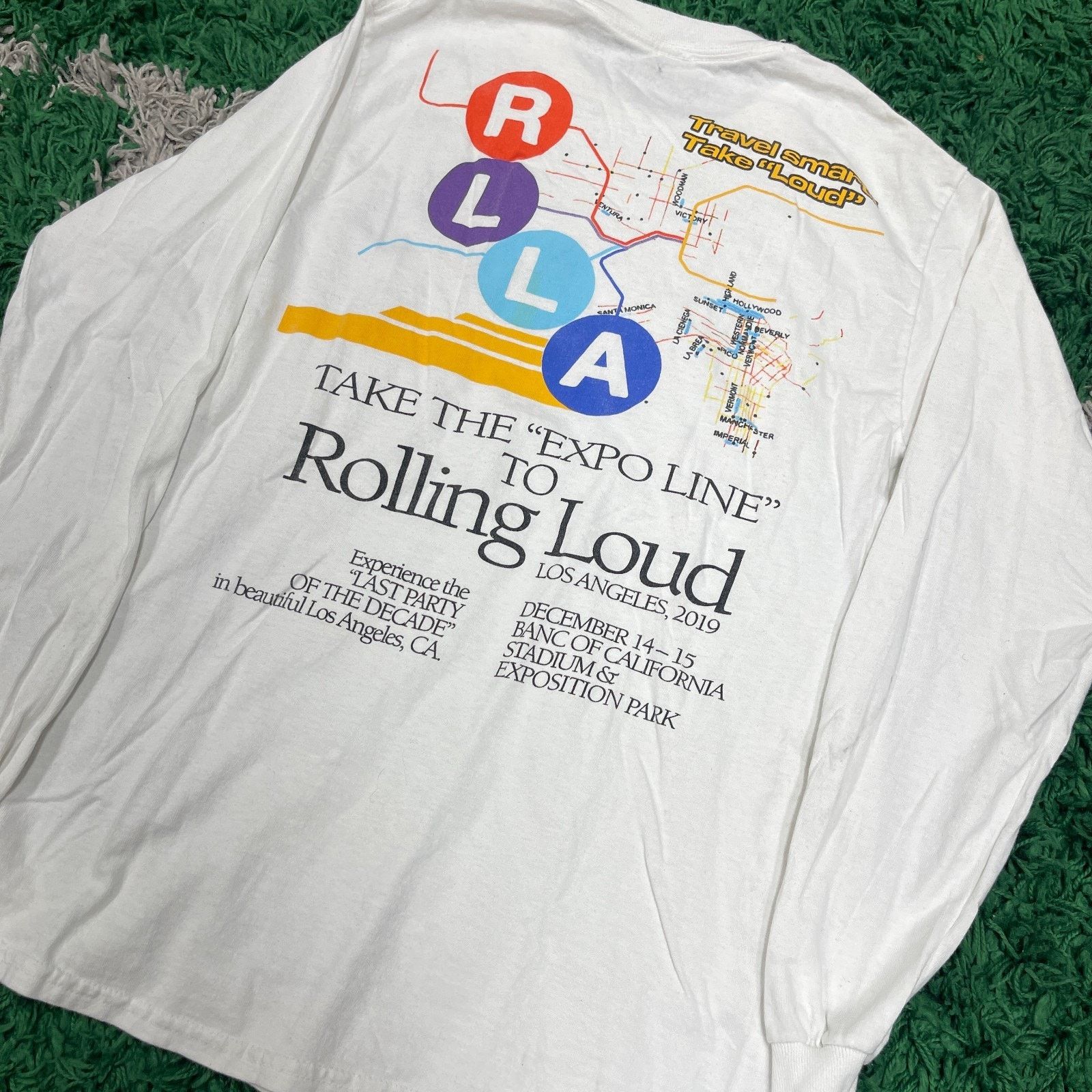 Stussy Rolling Loud 2019 Expo Line Map LS White Tee Shirt Small S Size US S / EU 44-46 / 1 - 2 Thumbnail