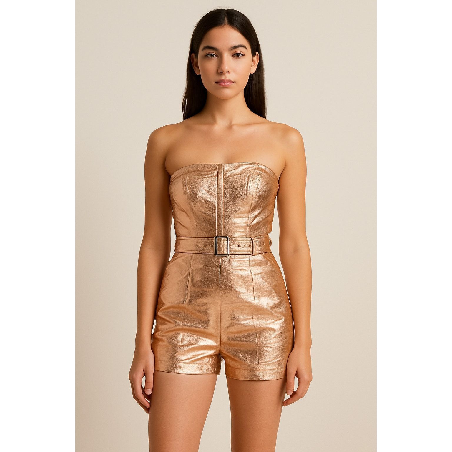 Urban Outfitters Urban Outfitters Metallic Gold Strapless Romper Small Size S / US 4 / IT 40 - 1 Thumbnail