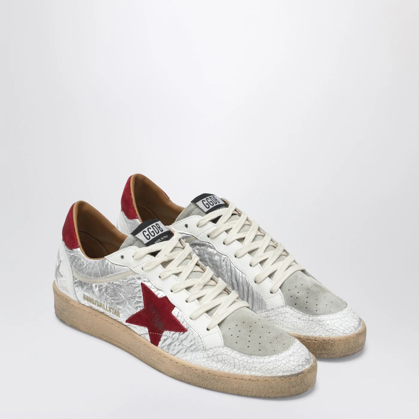 Golden Goose o1d2blof0426 Ball Star Low-Top Sneakers in Silver/Red Size US 13 / EU 46 - 2 Thumbnail