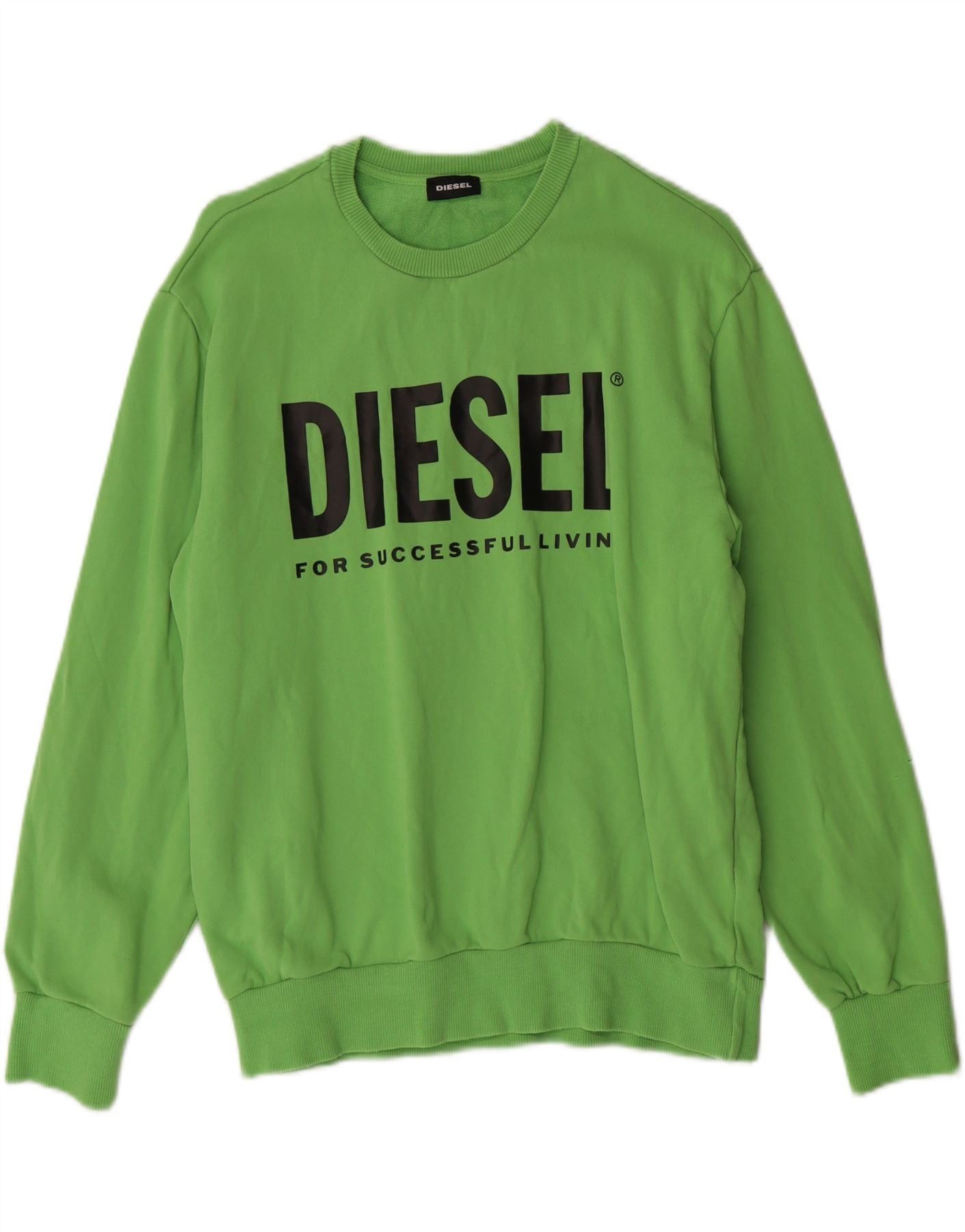 Diesel Boys Graphic Sweatshirt Jumper 13-14 Years Green Cotton Size L / US 10 / IT 46 - 1 Thumbnail