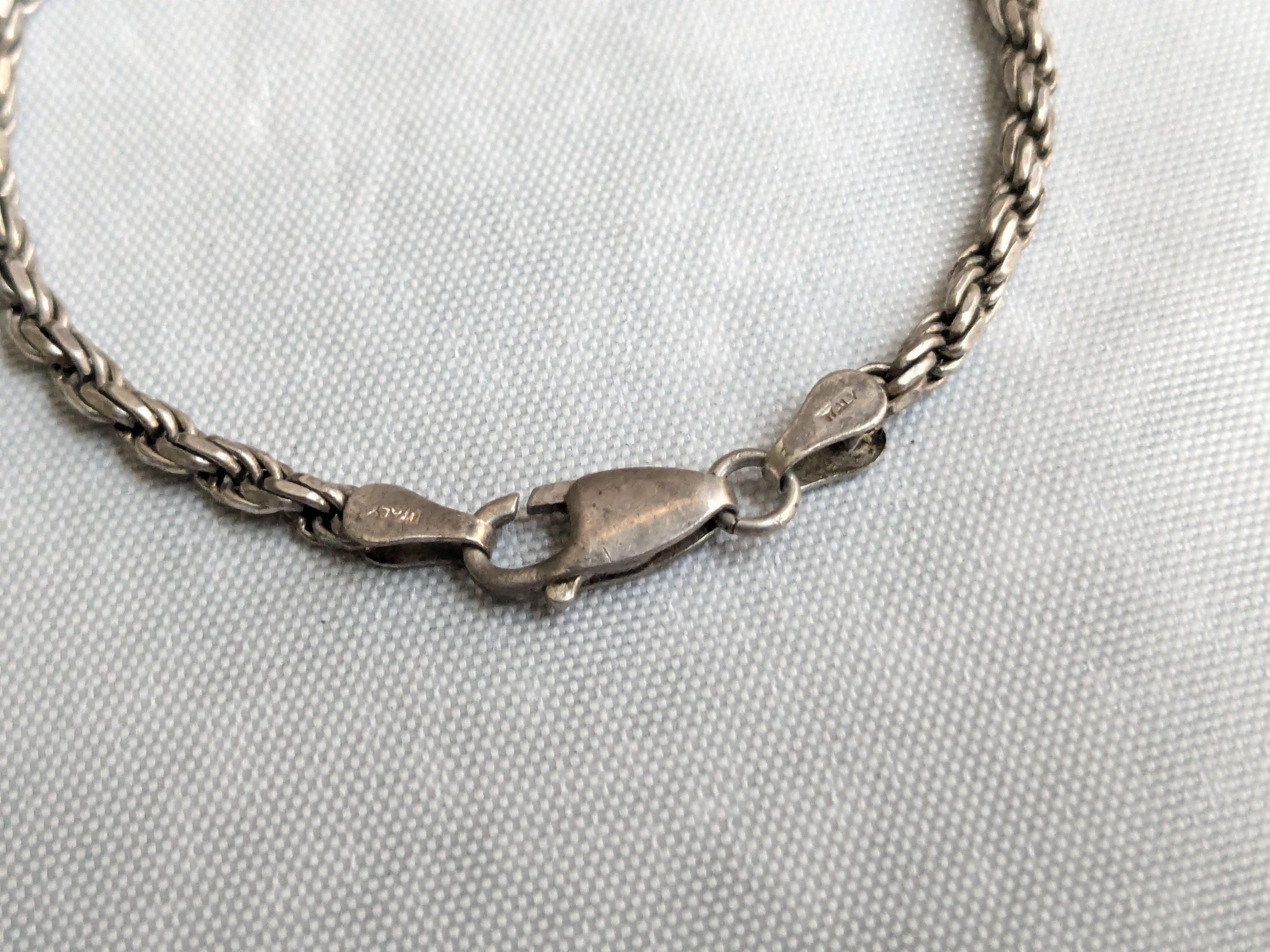 Jewelry Vintage Sterling Silver Rope Bracelet Twist 7" Italy Size ONE SIZE - 4 Thumbnail