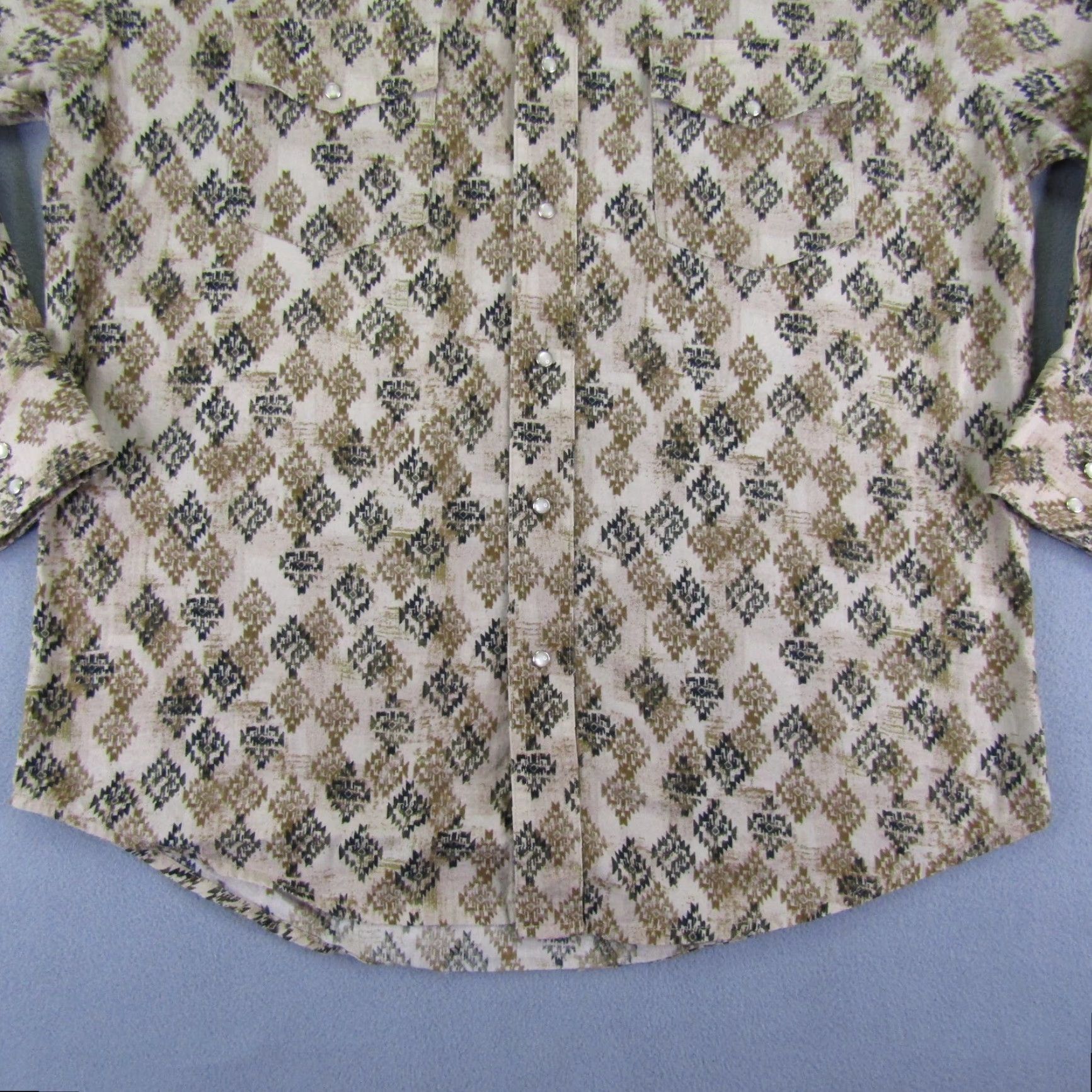 Wrangler VINTAGE Wrangler Button-Up Shirt Men Large Green Geometric Pearl Snap Western Classic Size US L / EU 52-54 / 3 - 4 Thumbnail