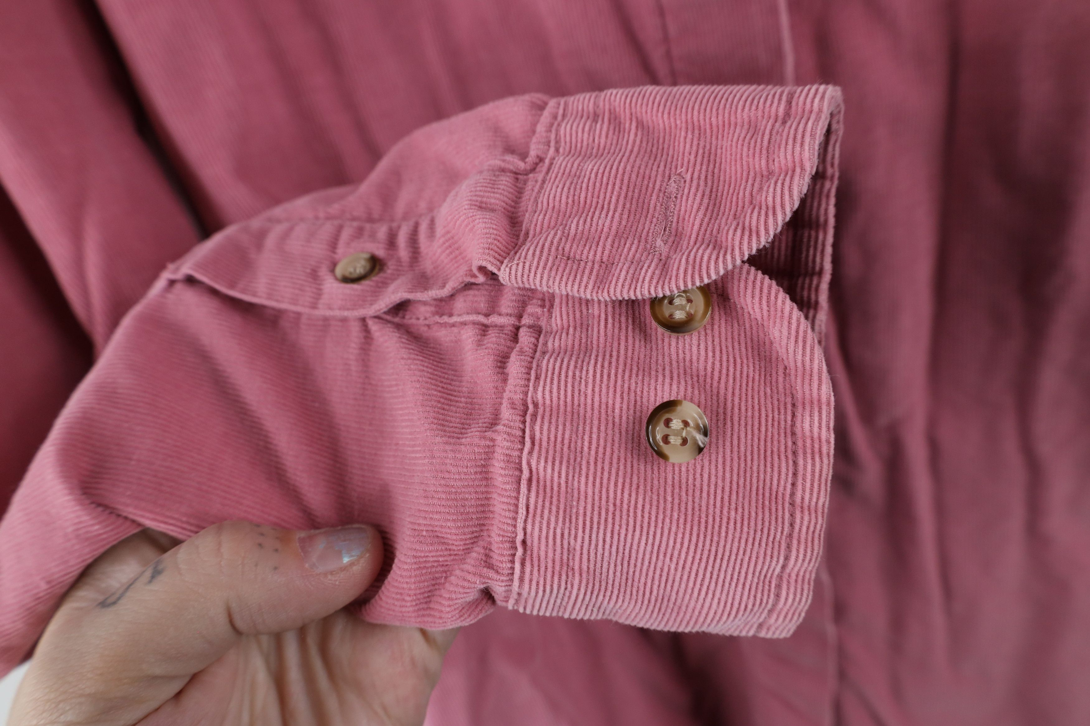 Vintage Vintage 90s Streetwear Corduroy Collared Button Shirt Pink Size XXL / US 16-18 / IT 52-54 - 5 Thumbnail