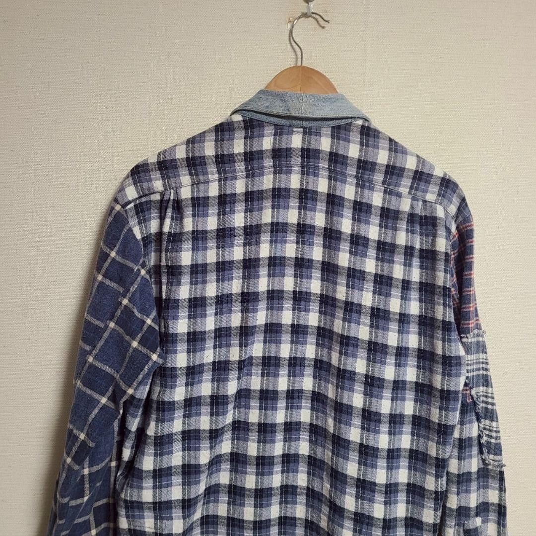 Greg Lauren GREG LAUREN Denim/ Check Remake Long Sleeve Shirt 2 Size US M / EU 48-50 / 2 - 5 Thumbnail