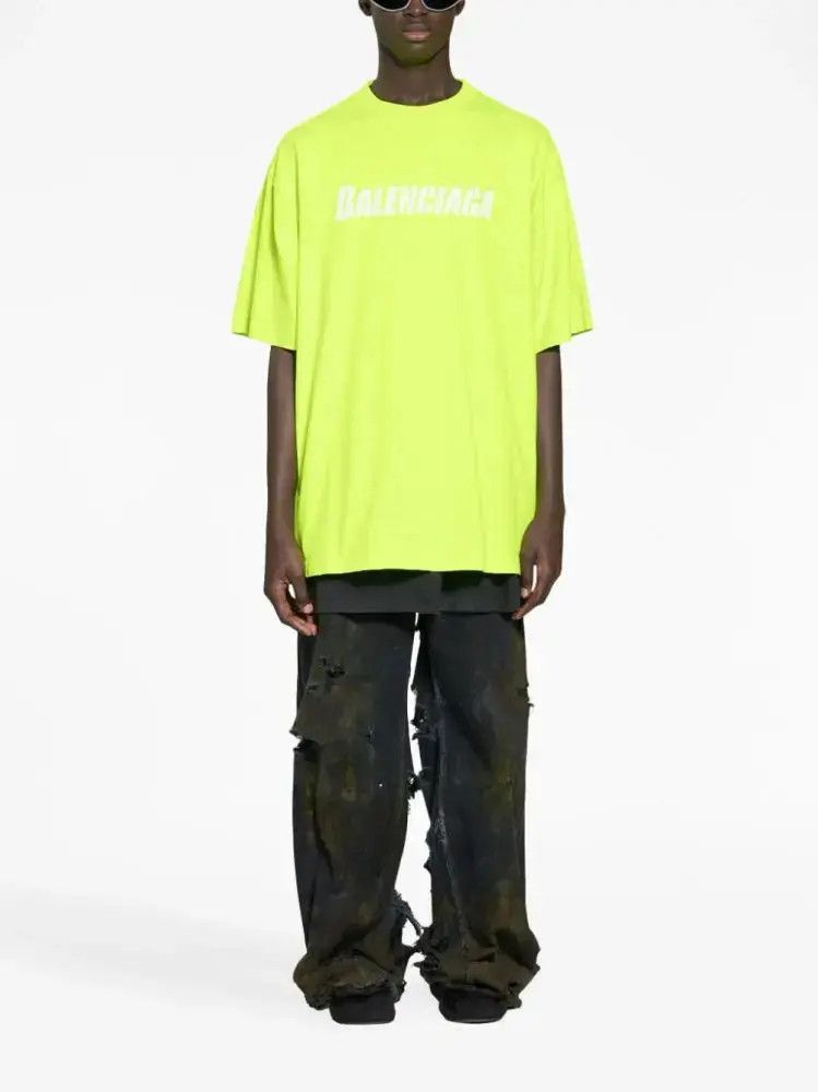 Balenciaga o1w1db11025 Caps T-Shirt Boxy Fit in Yellow Size US XXL / EU 58 / 5 - 2 Thumbnail