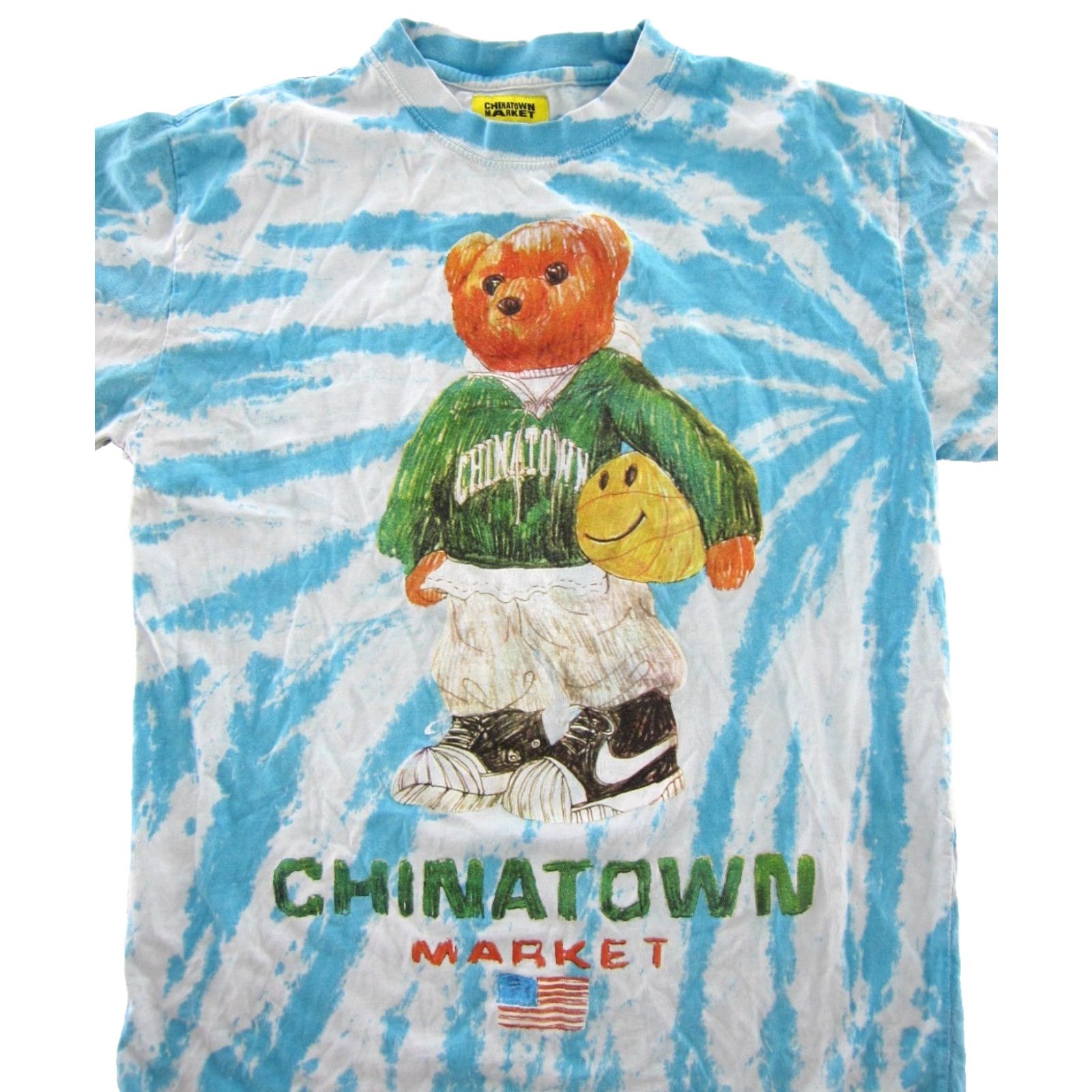 Vintage Chinatown Market Basketball Smiley Face Bear Sneaker Blue Tie Dye Shirt Men M Size US M / EU 48-50 / 2 - 4 Thumbnail